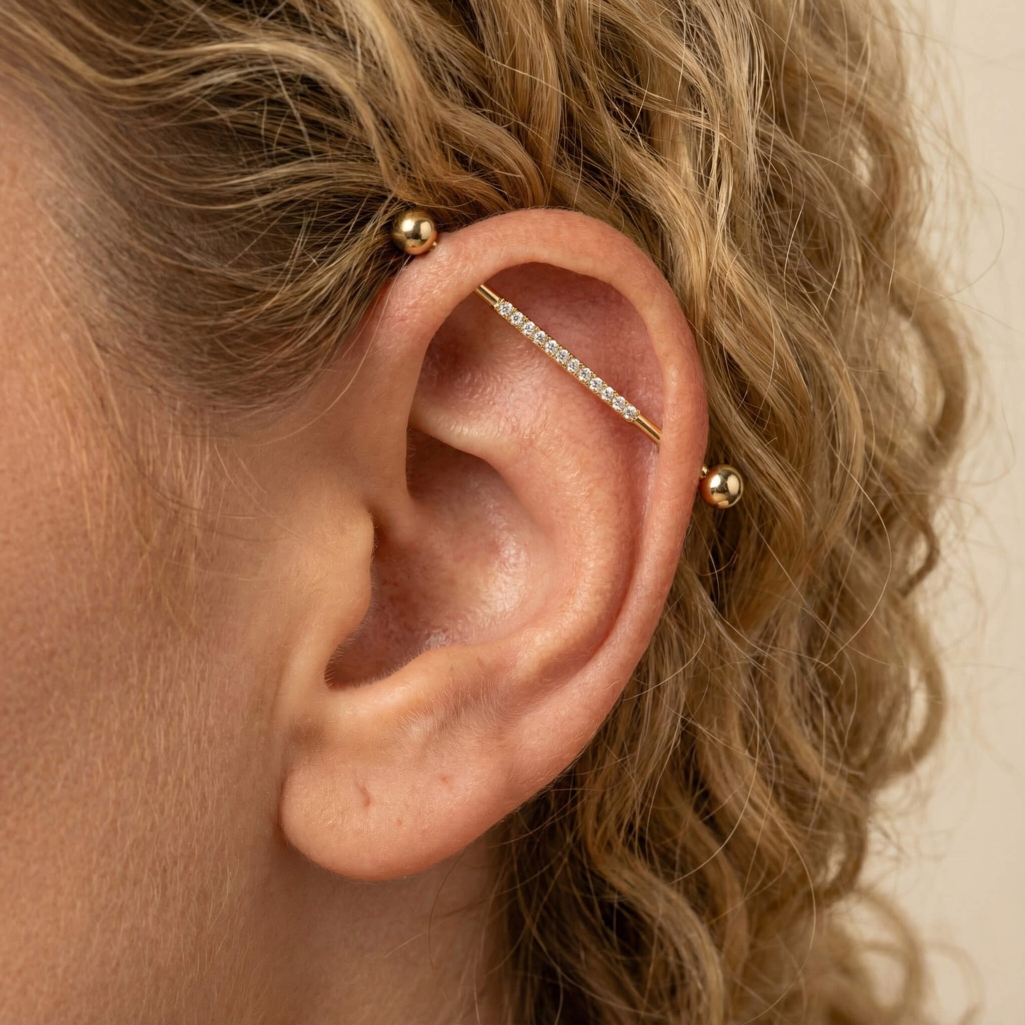 Taşlı Altın Köprü Piercing - Dianora Piercing