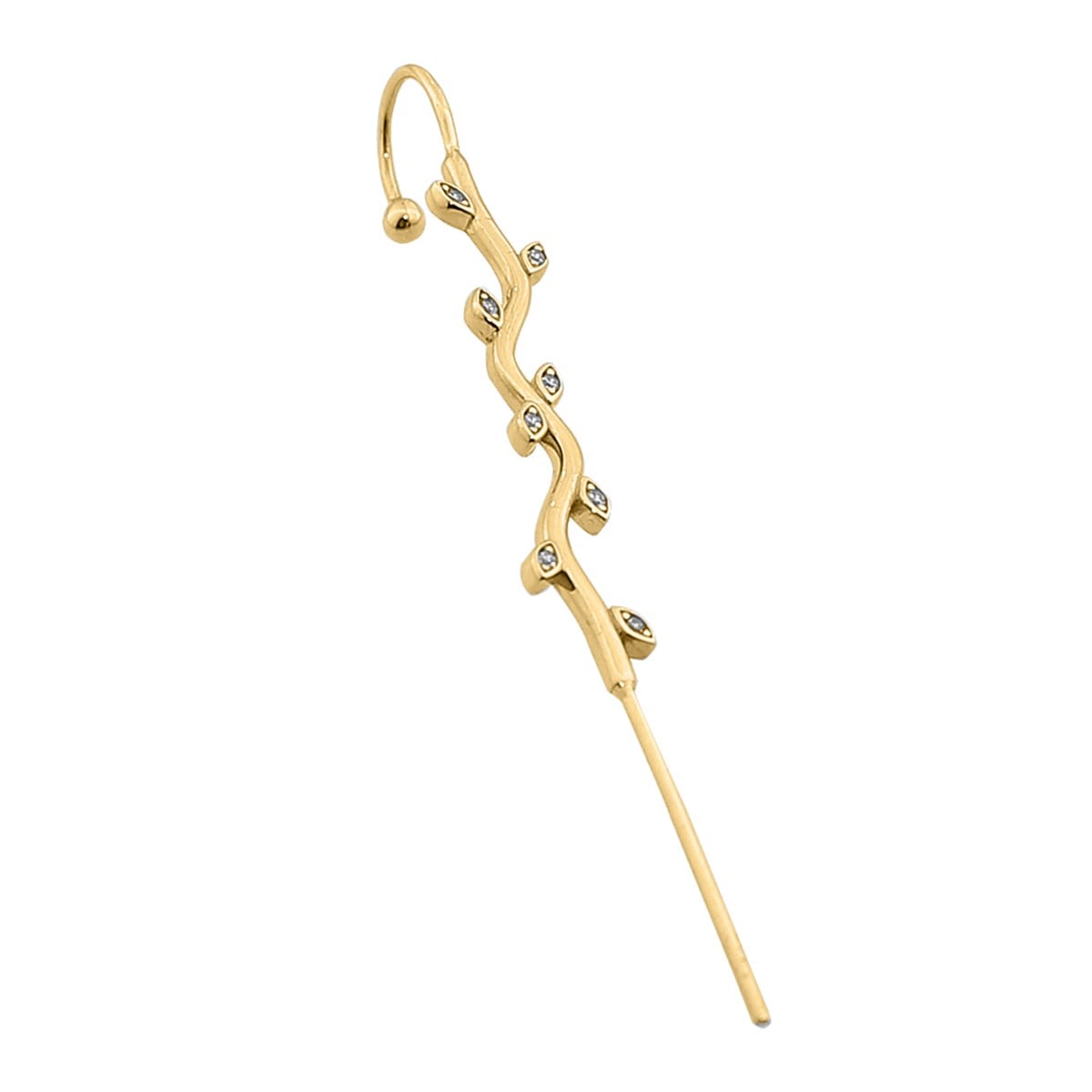 Taşlı Dal Motifli Hook/Baston Küpe