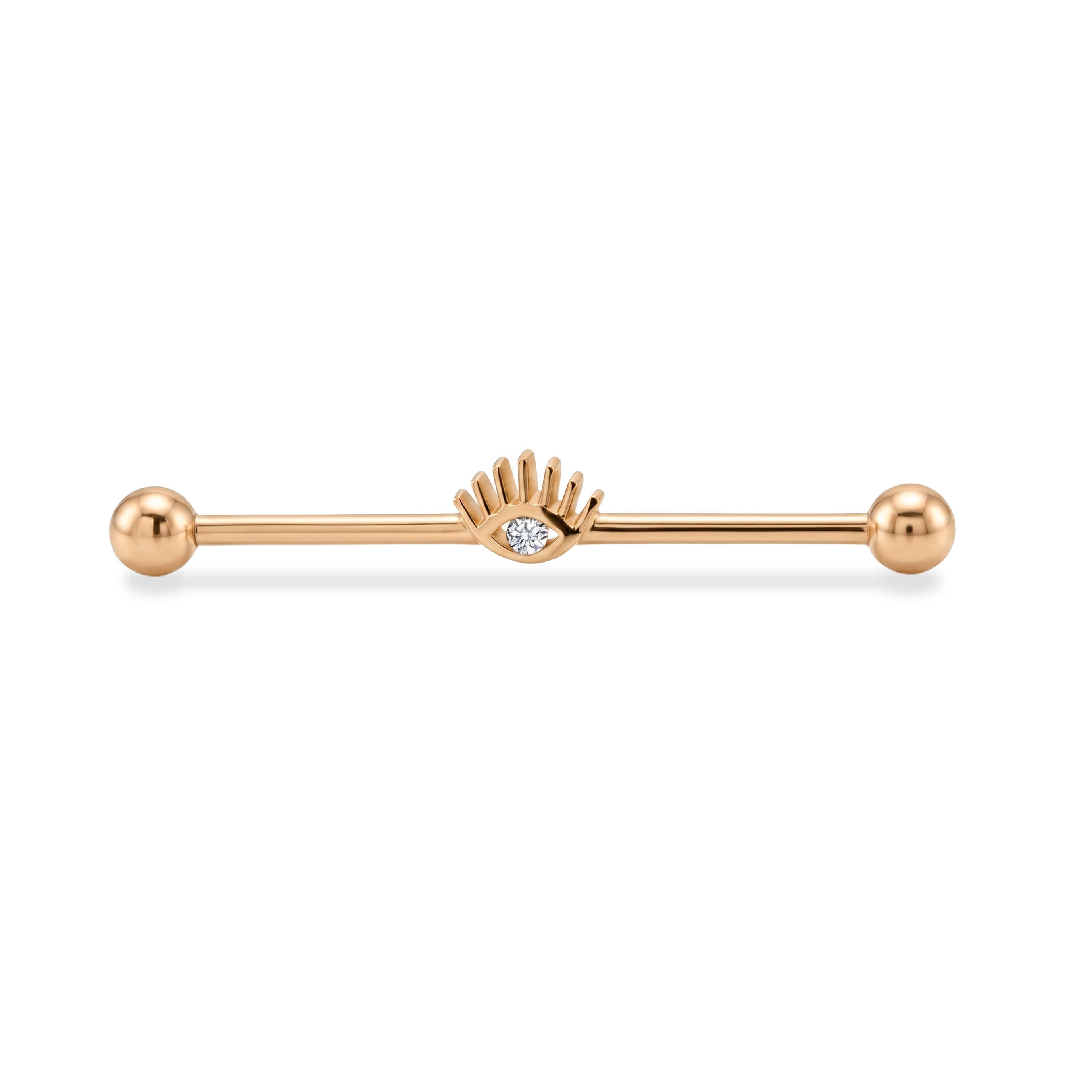 Taşlı Göz Motifli Altın Köprü Piercing - Dianora Piercing
