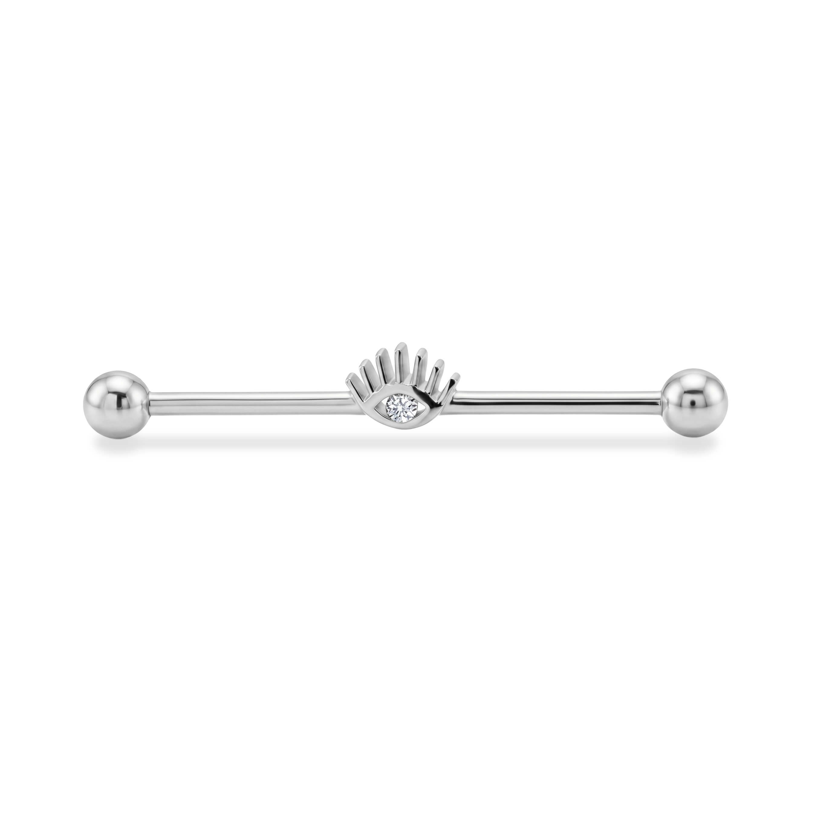 Taşlı Göz Motifli Altın Köprü Piercing - Dianora Piercing