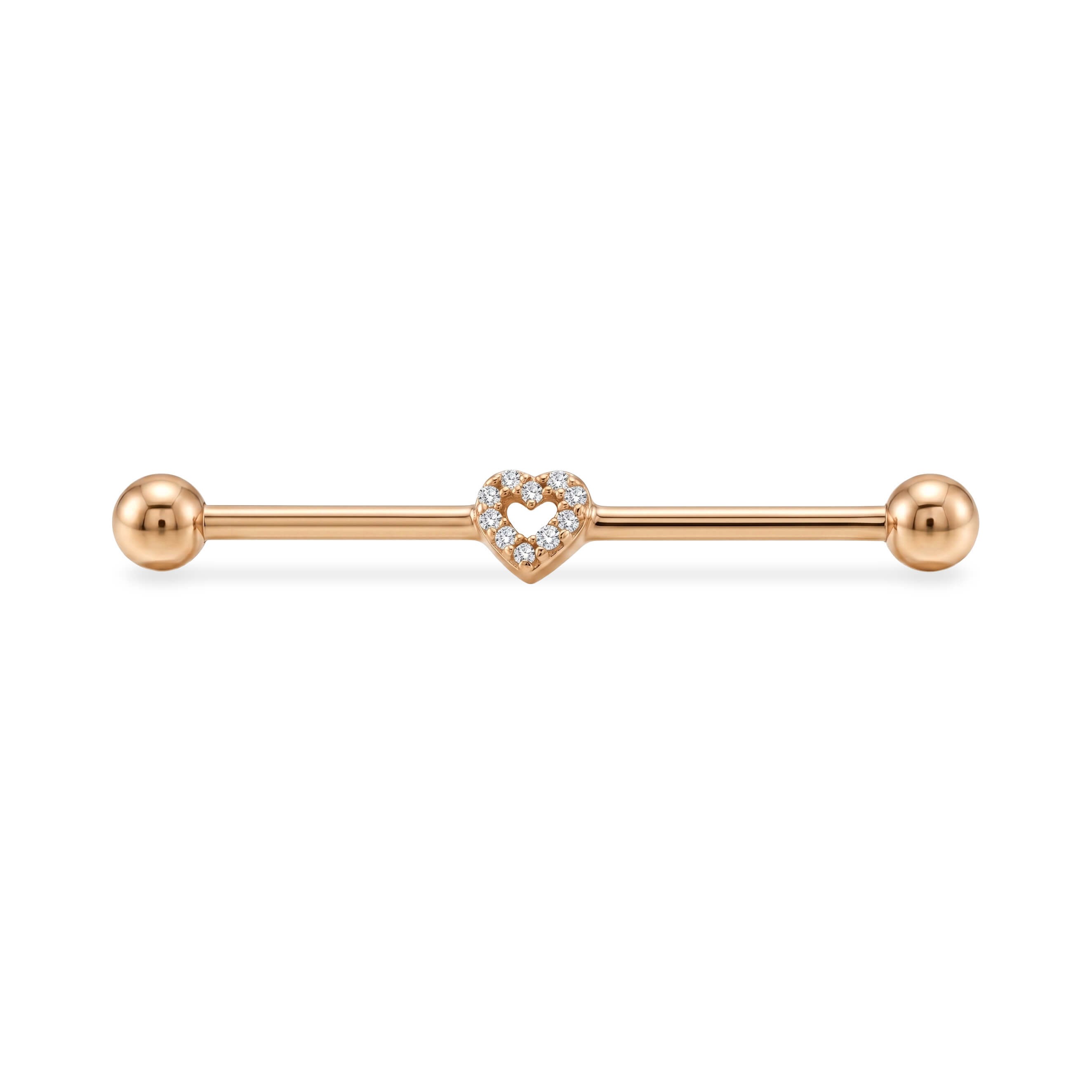 Taşlı Kalp Motifli Altın Köprü Piercing - Dianora Piercing