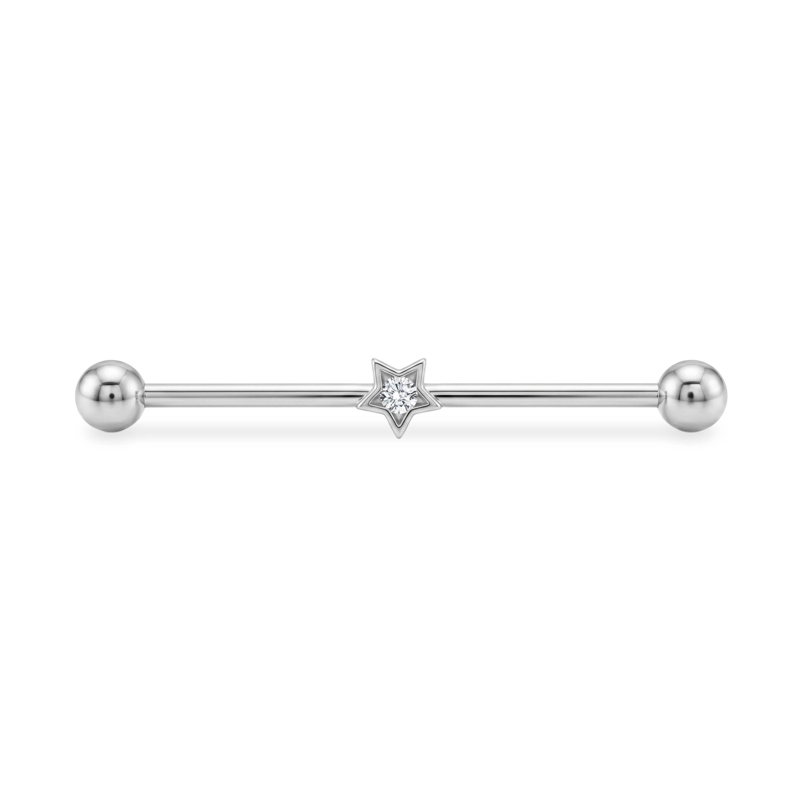 Taşlı Yıldız Motifli Altın Köprü Piercing - Dianora Piercing