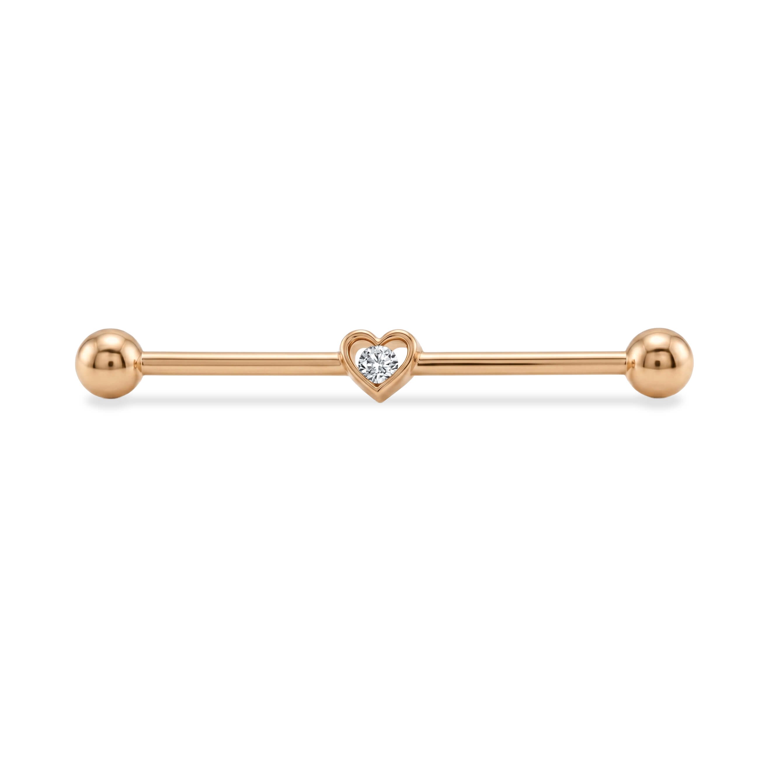 Tek Taşlı Kalp Motifli Altın Köprü Piercing - Dianora Piercing