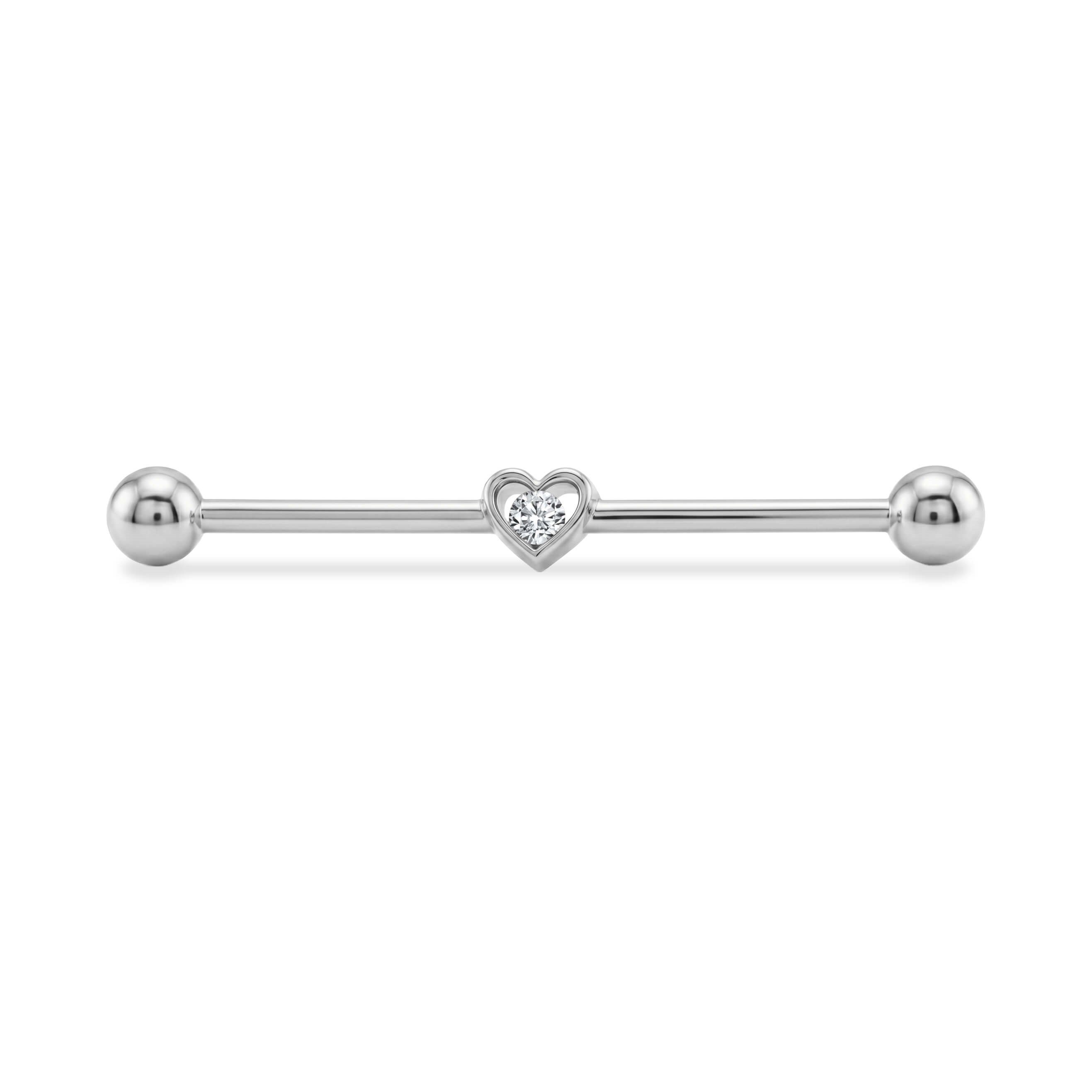 Tek Taşlı Kalp Motifli Altın Köprü Piercing - Dianora Piercing