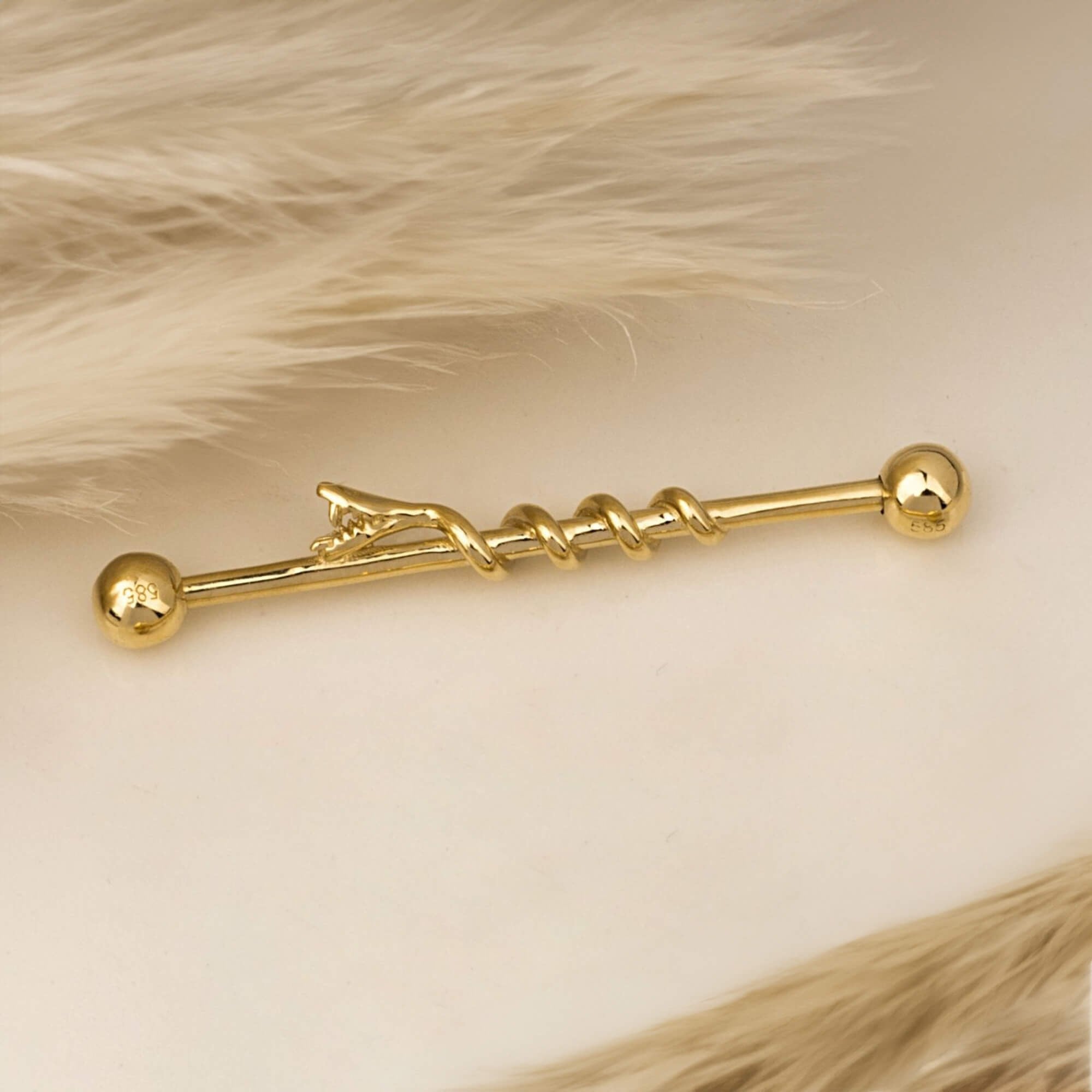 Yılan Motifli Altın Köprü Piercing - Dianora Piercing