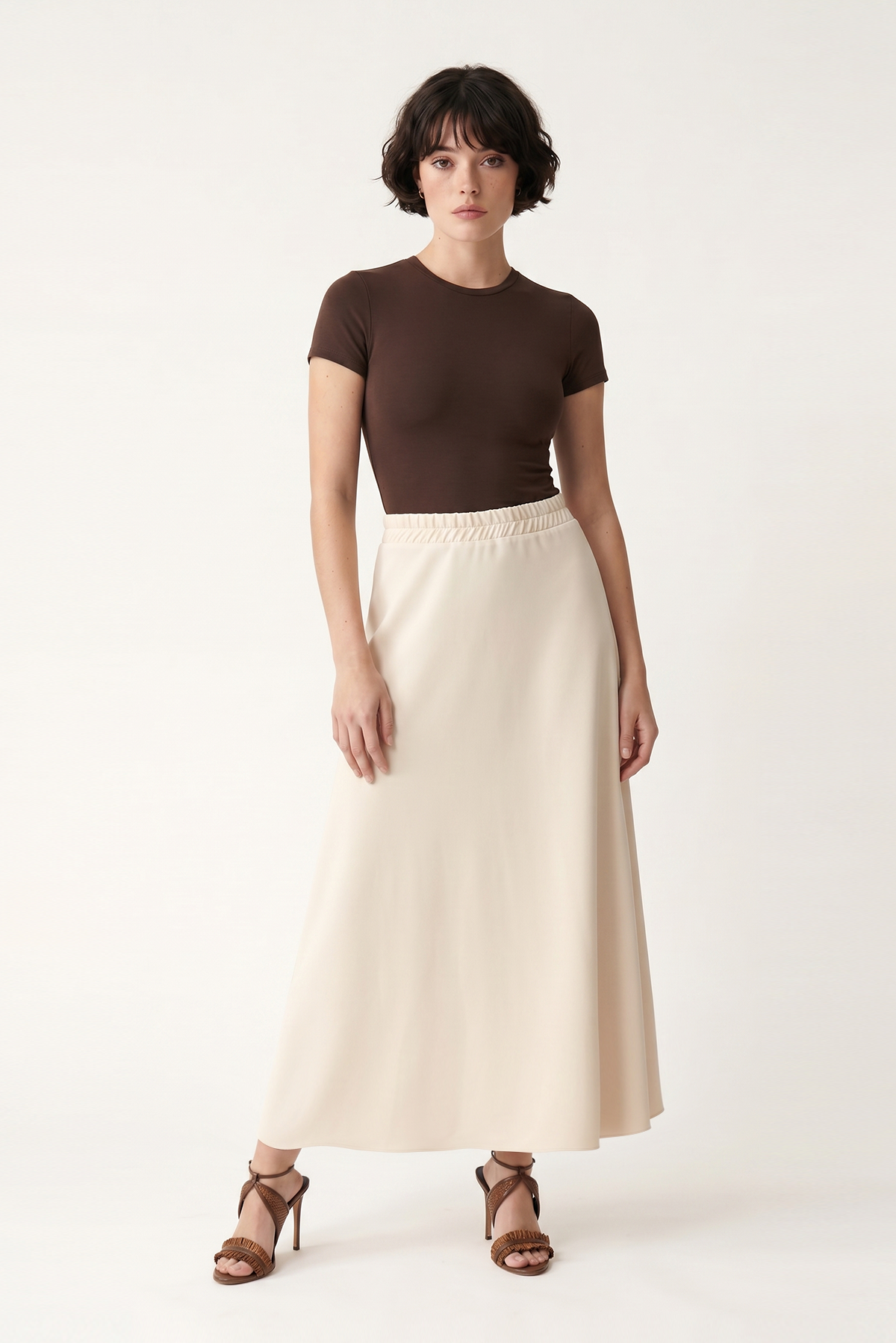 SCUBA BELİ LASTİKLİ EVAZE ETEK