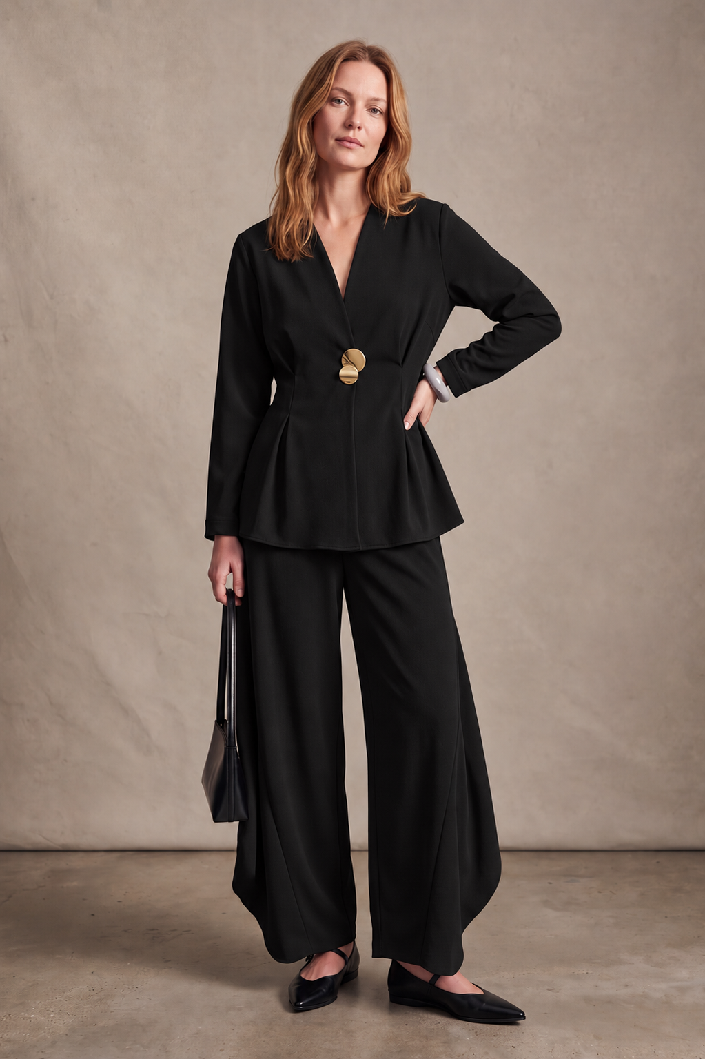 KREP GEORGETTE PENSLİ PEPLUM CEKET