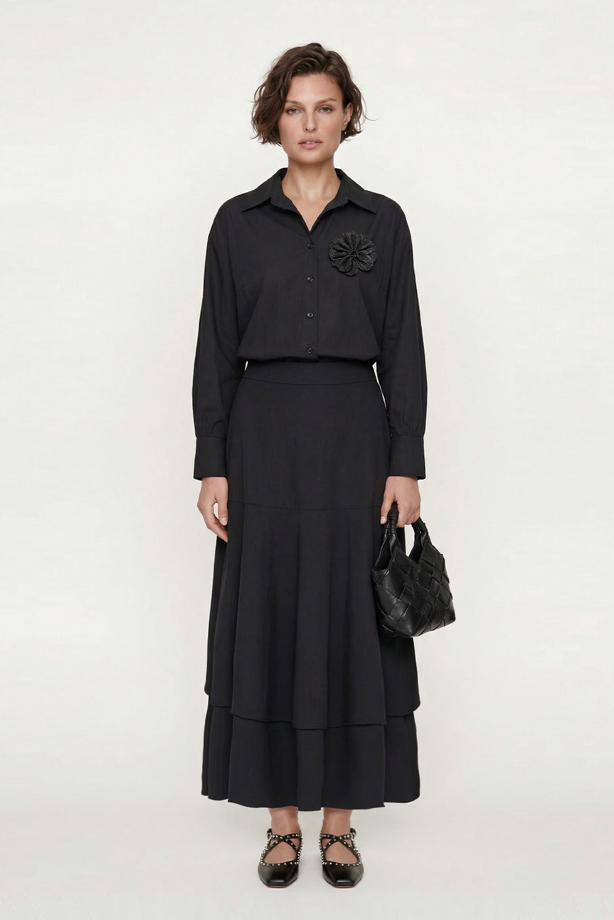 POPLİN BASENDEN VOLANLI İKİ KATLI ETEK