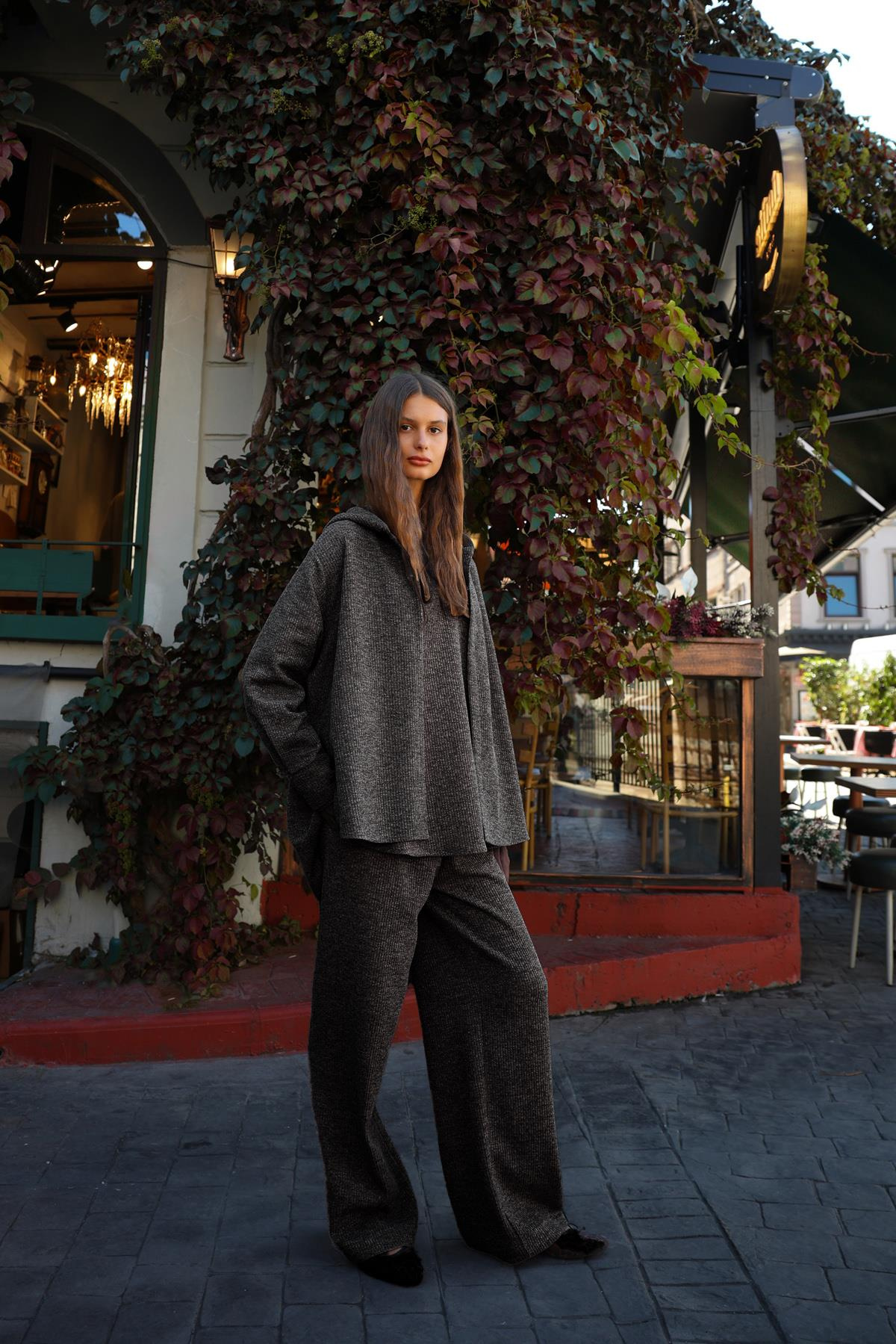 FİTİLLİ MELANJ TRİKO KAPŞONLU HIRKA1	 	 	 	 	 	 	 	 	 	