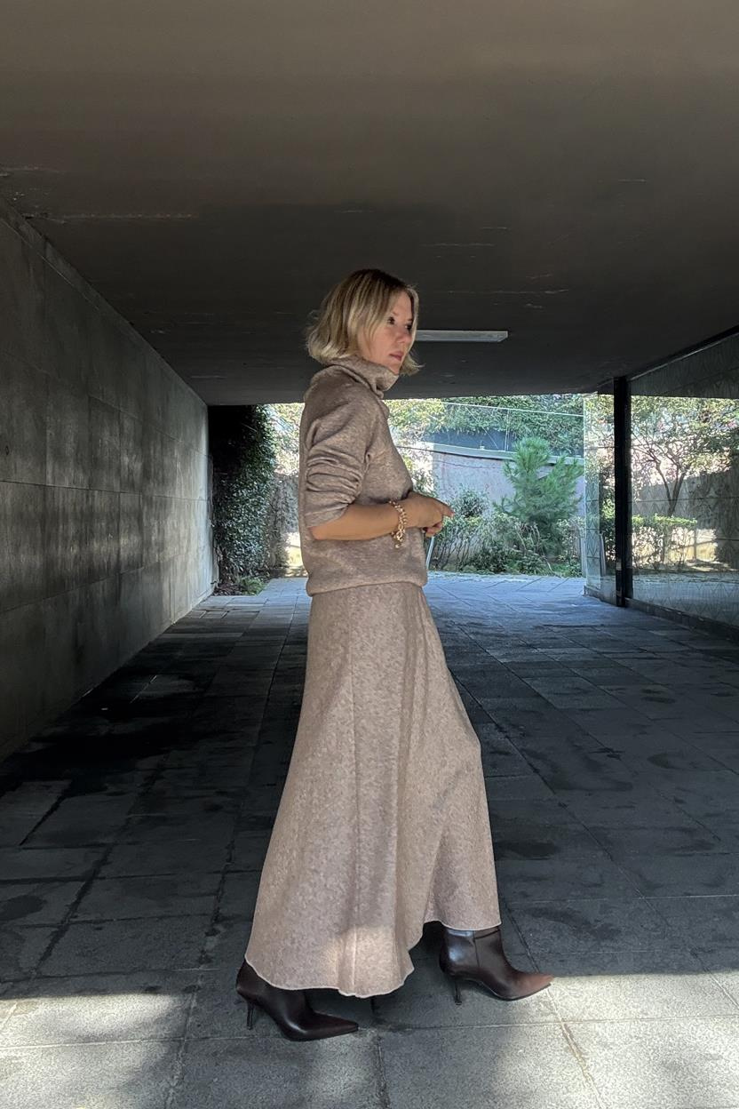 TRİKO ANGORA EVAZE BELİ LASTİKLİ ETEK