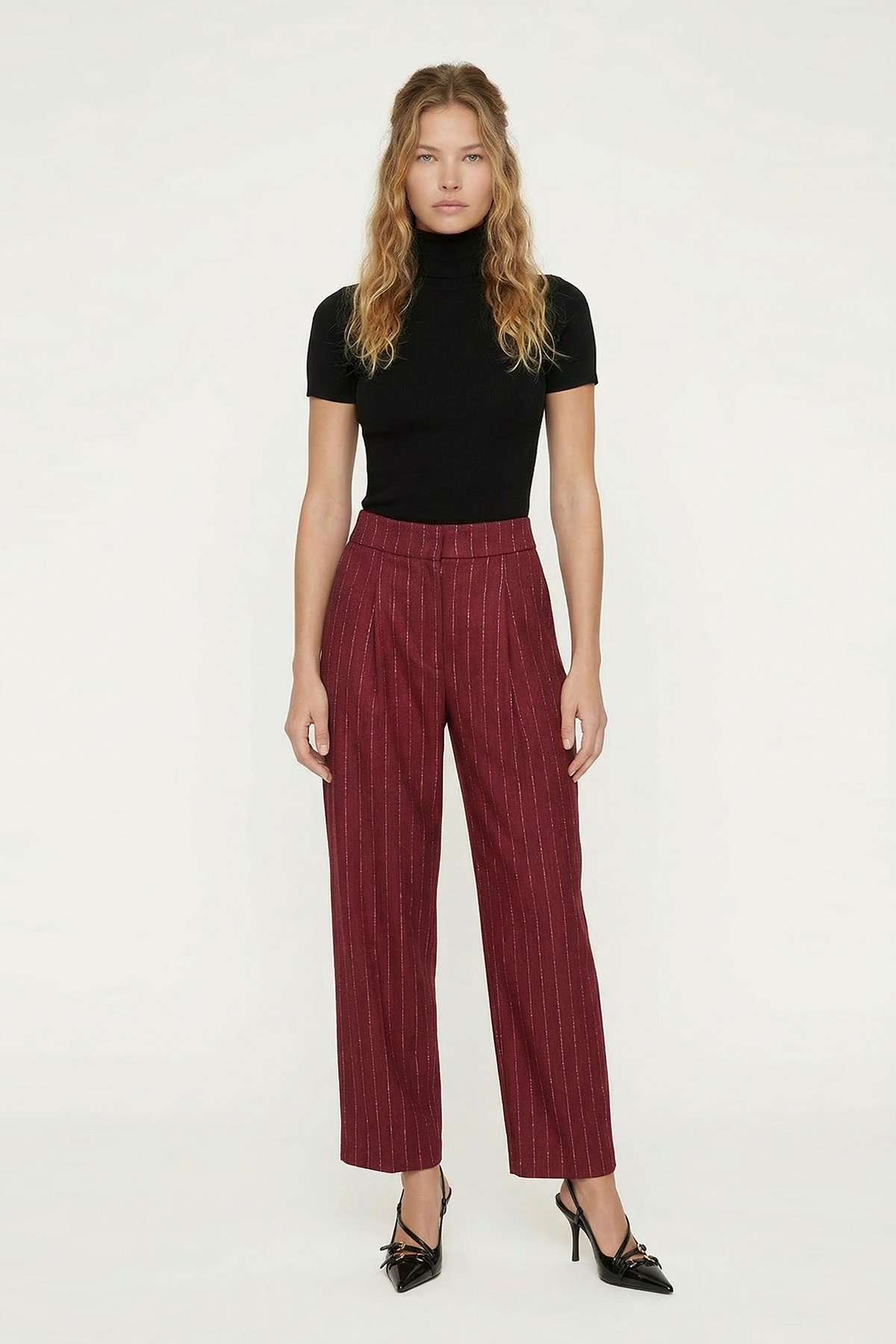 VISCON LINEN KESİK ÇİZGİLİ PANTOLON