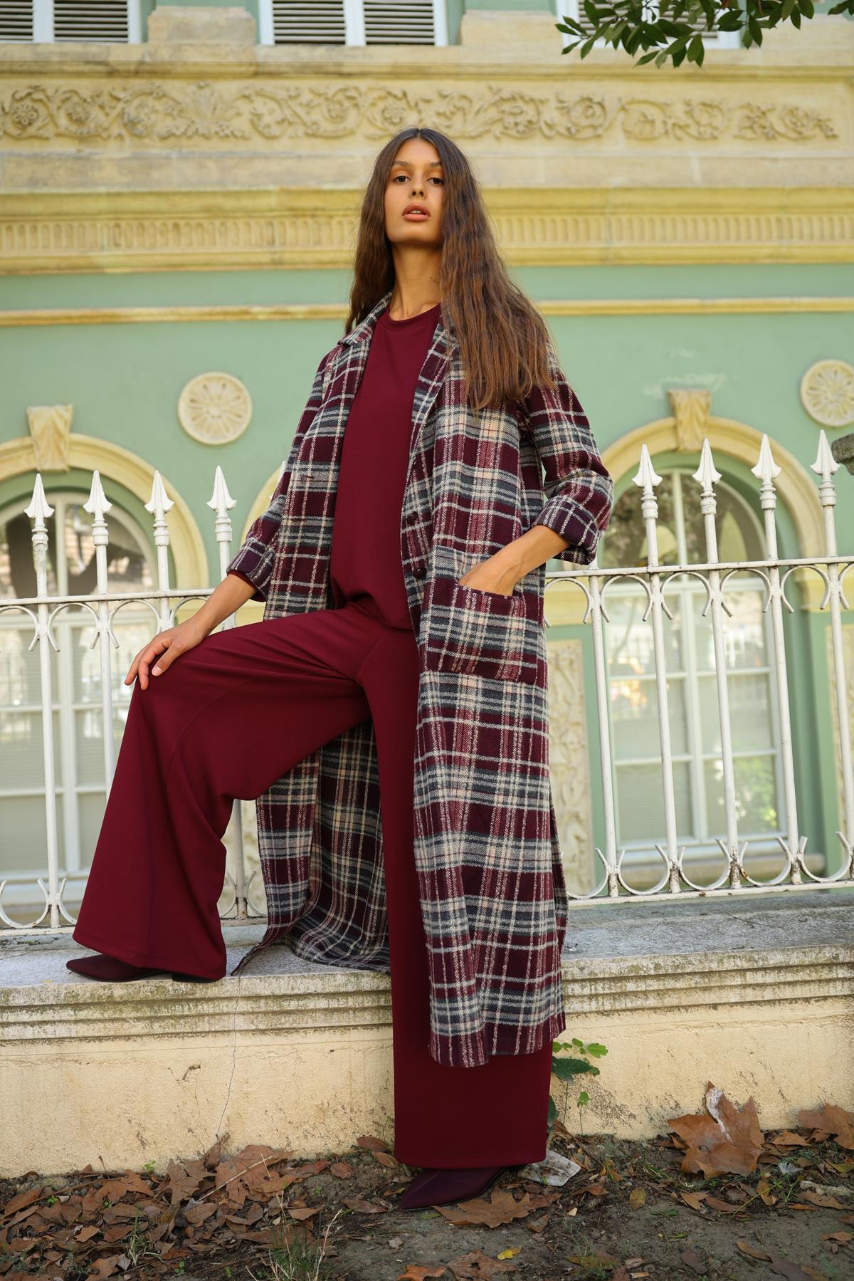 EKOSE YÜN VISCON MIX UZUN BLAZER CEKET