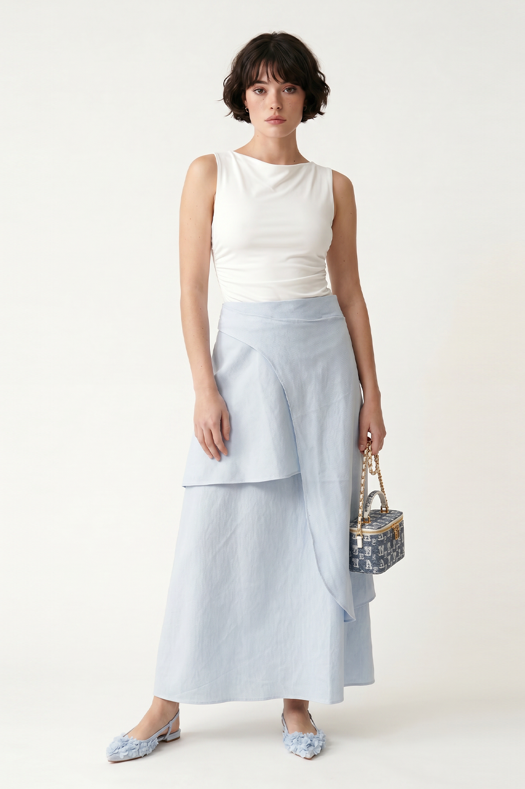 ÇİZGİLİ COTTON LYCRA İKİ KATLI ANVELOP ETEK