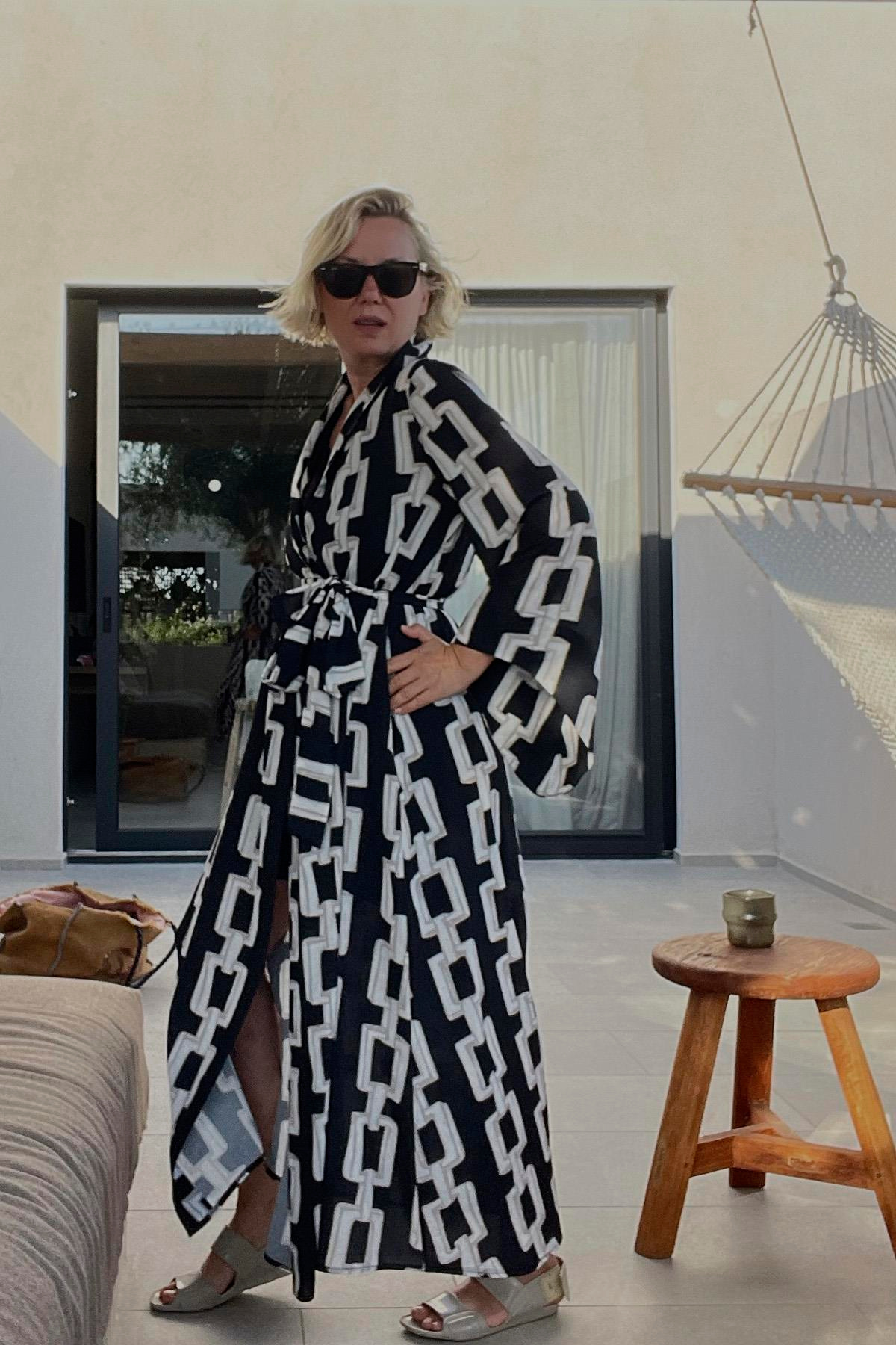 BUBBLE EL SKETCHLİ ZİNCİRLİ KİMONO