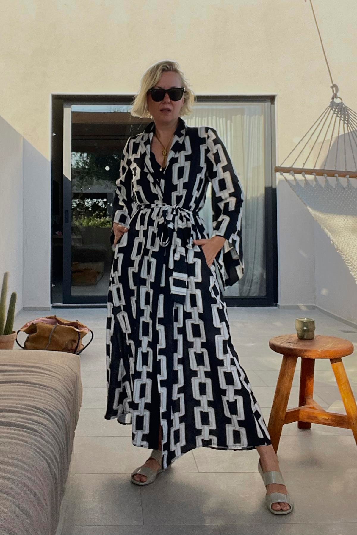 BUBBLE EL SKETCHLİ ZİNCİRLİ KİMONO