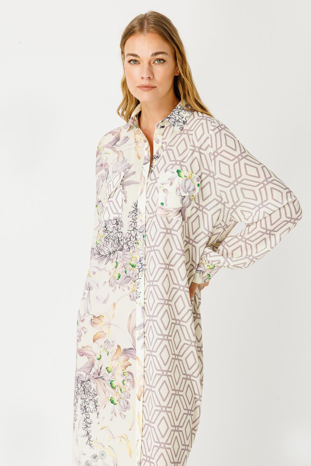 BUBBLE MARAKESH SUMMER ÇİÇEK VE GEOMETRİ CEPLİ ELBİSE