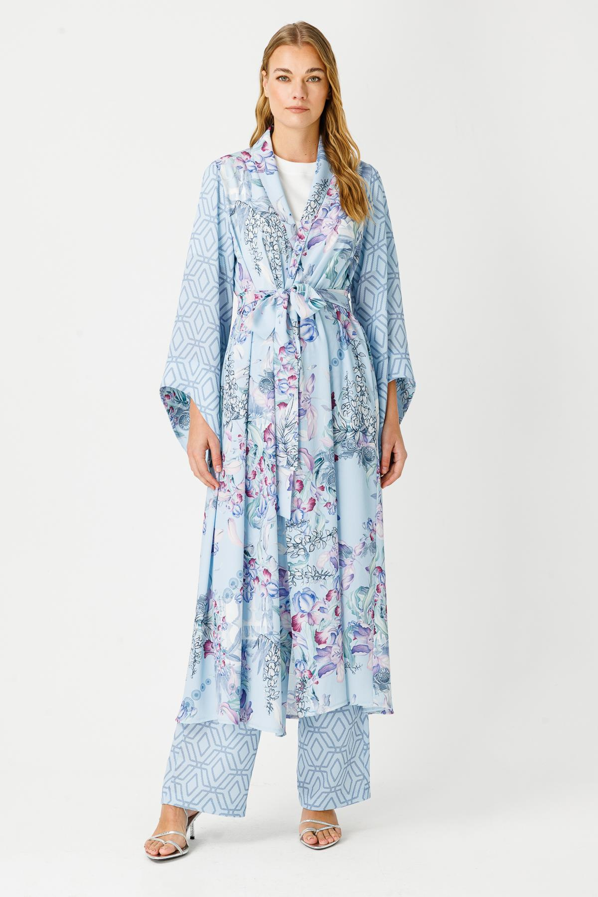 BUBBLE MARAKESH SUMMER ÇİÇEKLİ VE GEOMETRİLİ KİMONO