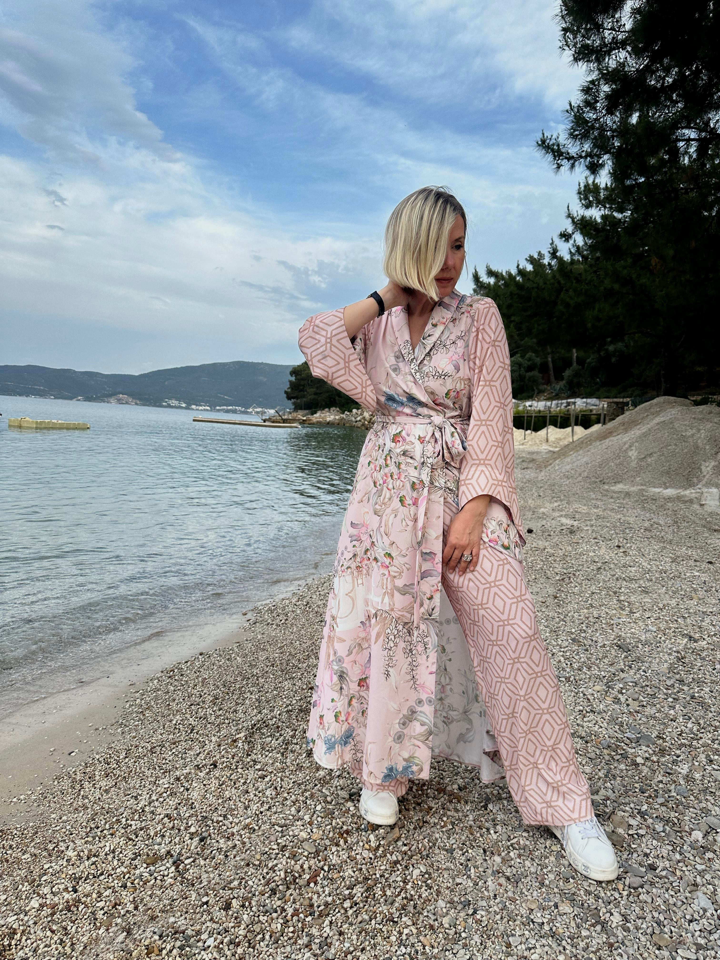 BUBBLE MARAKESH SUMMER ÇİÇEKLİ VE GEOMETRİLİ KİMONO