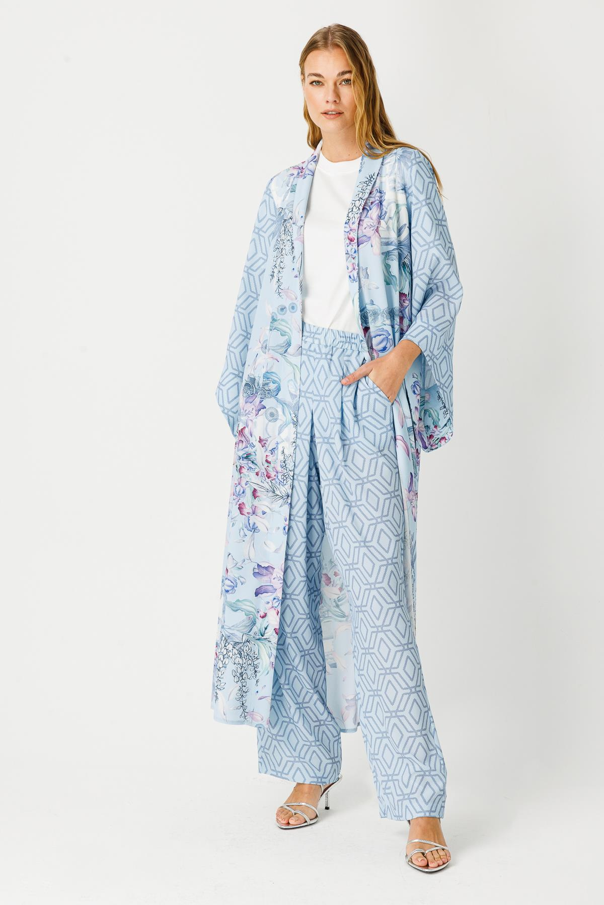 BUBBLE MARAKESH SUMMER GEOMETRİ DESENLİ BELİ LASTİKLİ PANTOLON