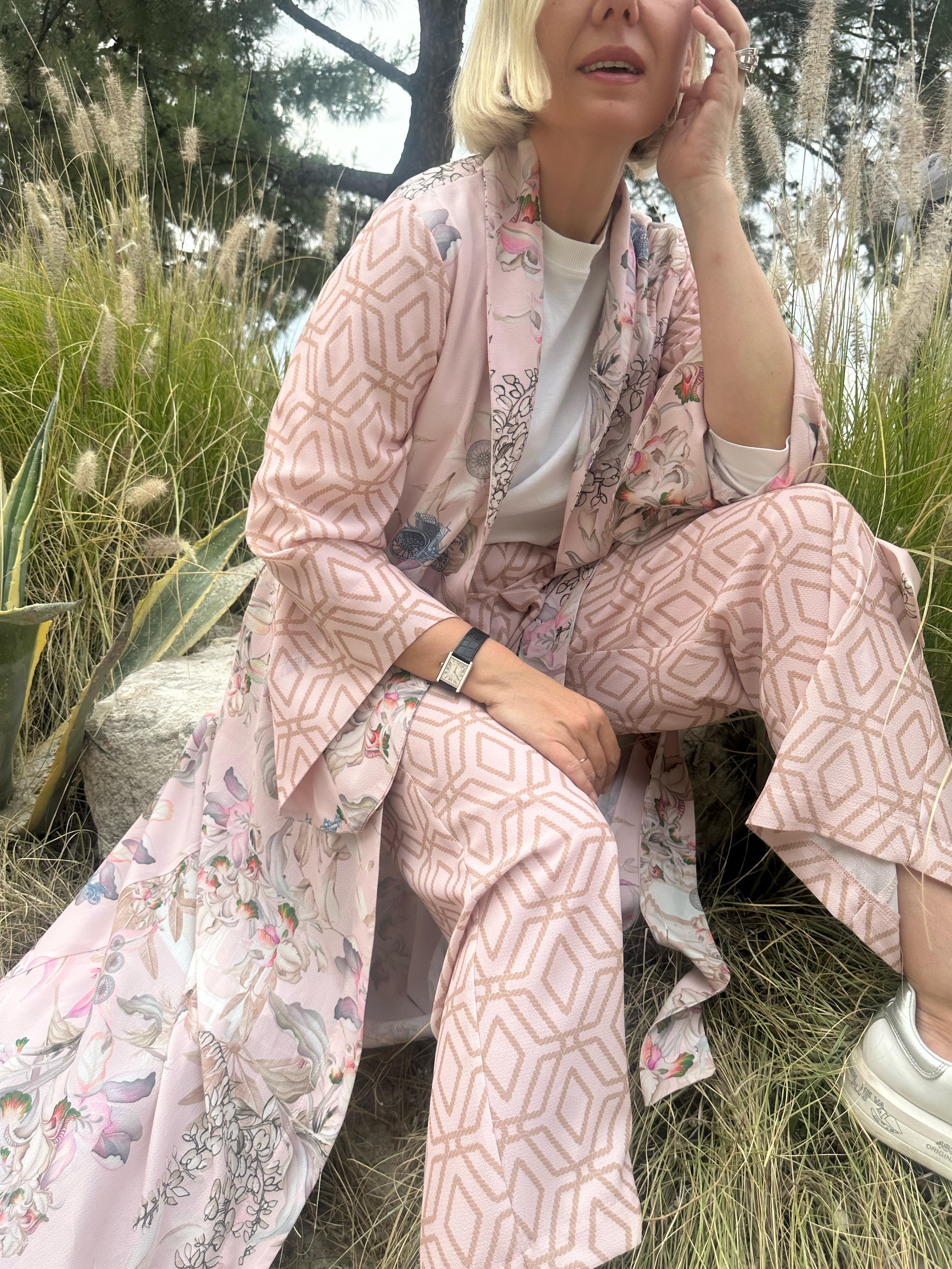 BUBBLE MARAKESH SUMMER GEOMETRİ DESENLİ BELİ LASTİKLİ PANTOLON