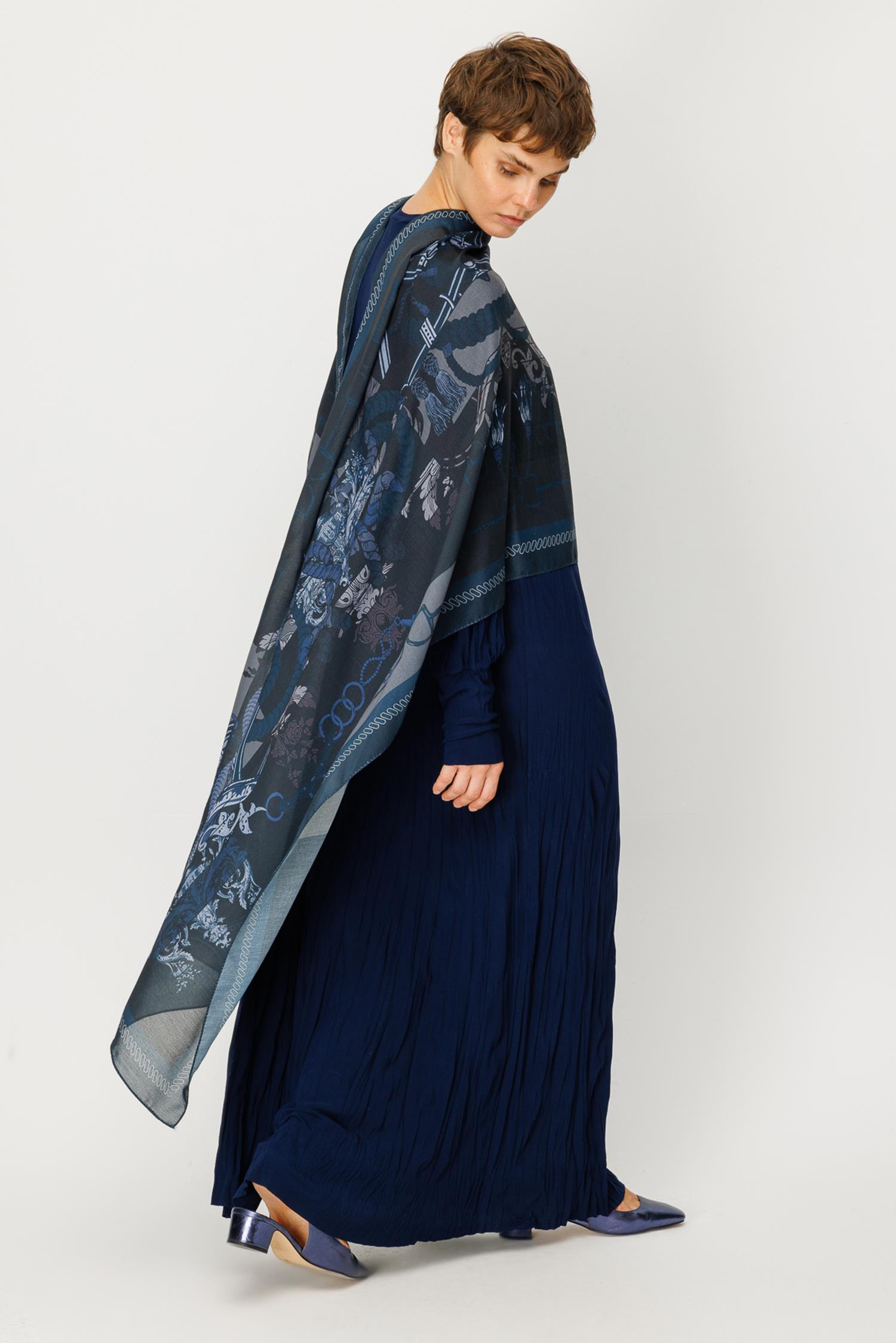 COTTON BLOK ZİNCİR DESELİ ŞAL