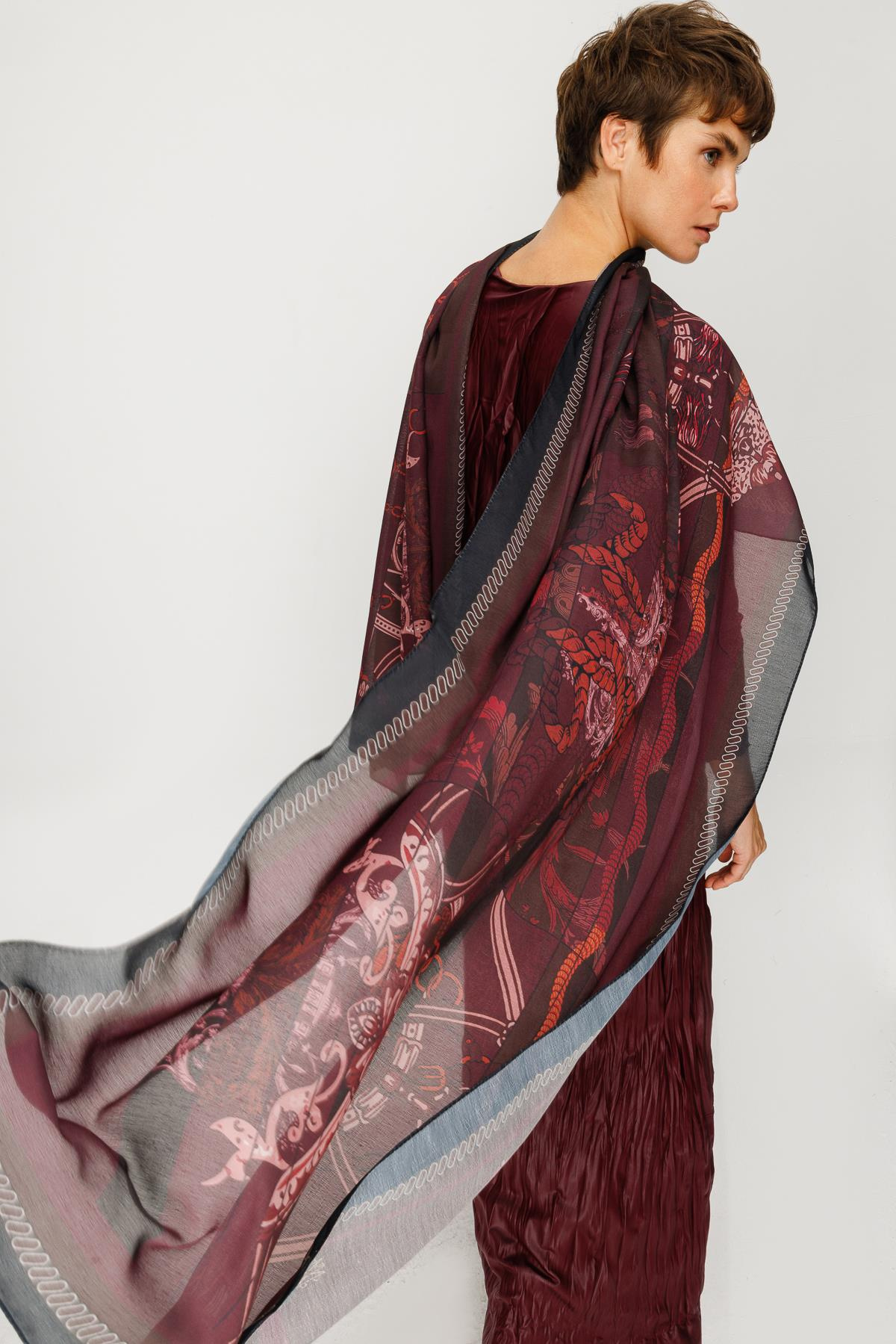 COTTON BLOK ZİNCİR DESELİ ŞAL