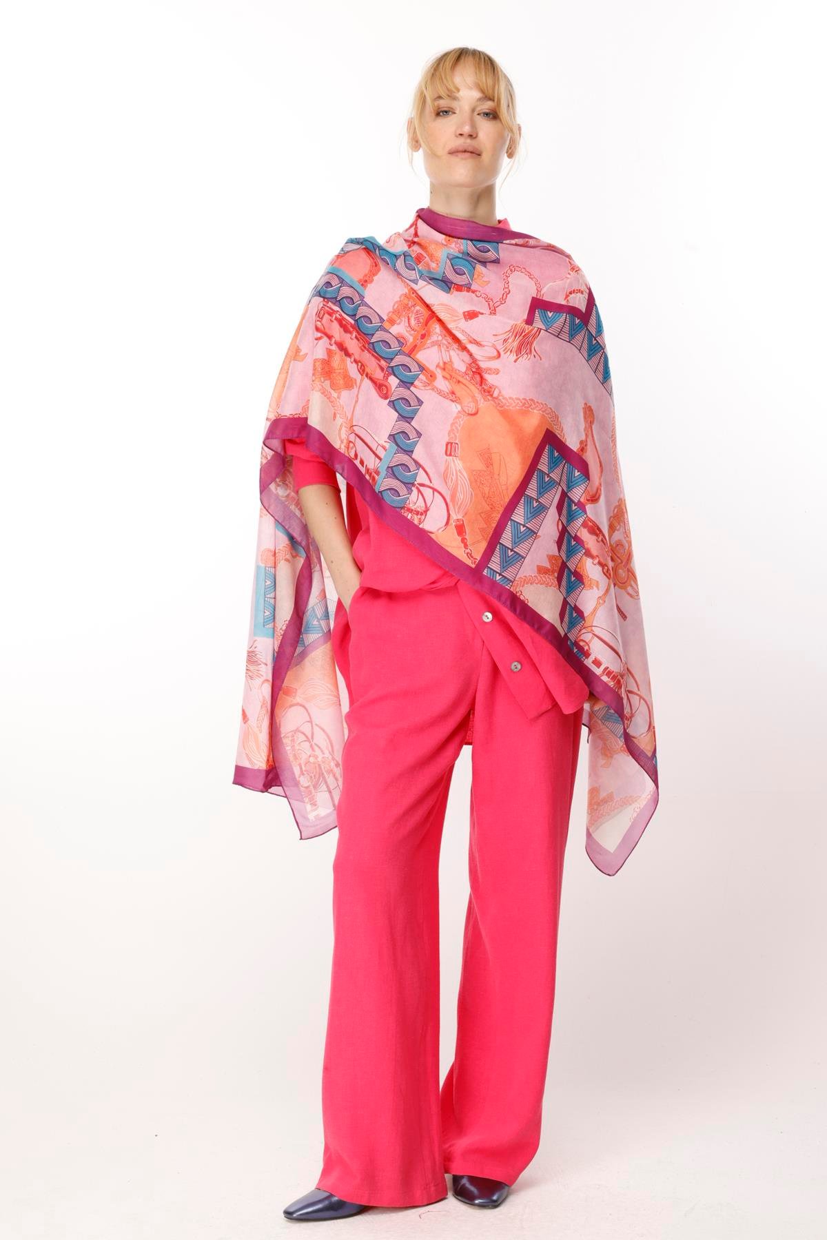 COTTON BÜYÜK NOİ DAMA DESENLİ ŞAL