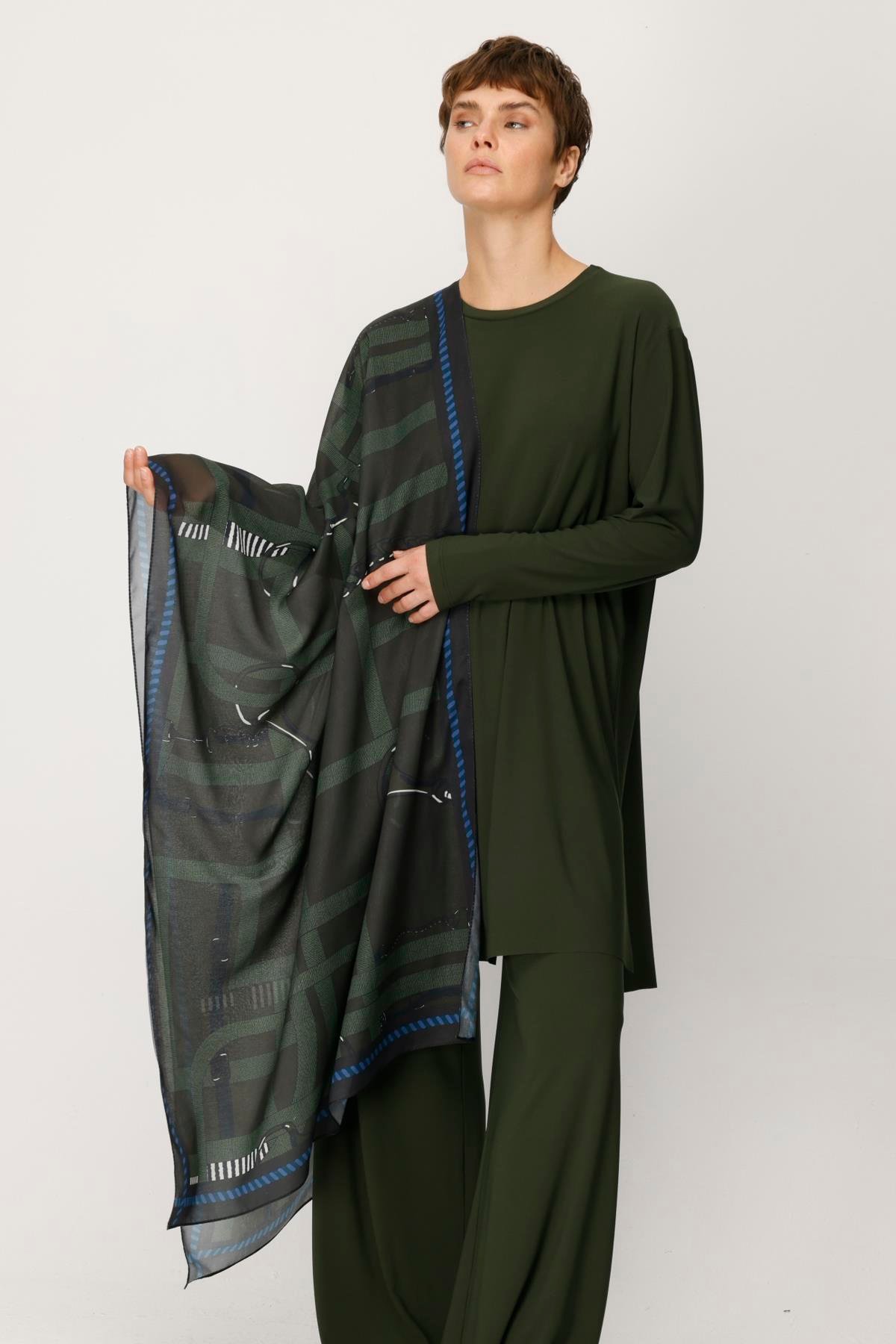 COTTON KEMER LABİRENT DESENLİ ŞAL