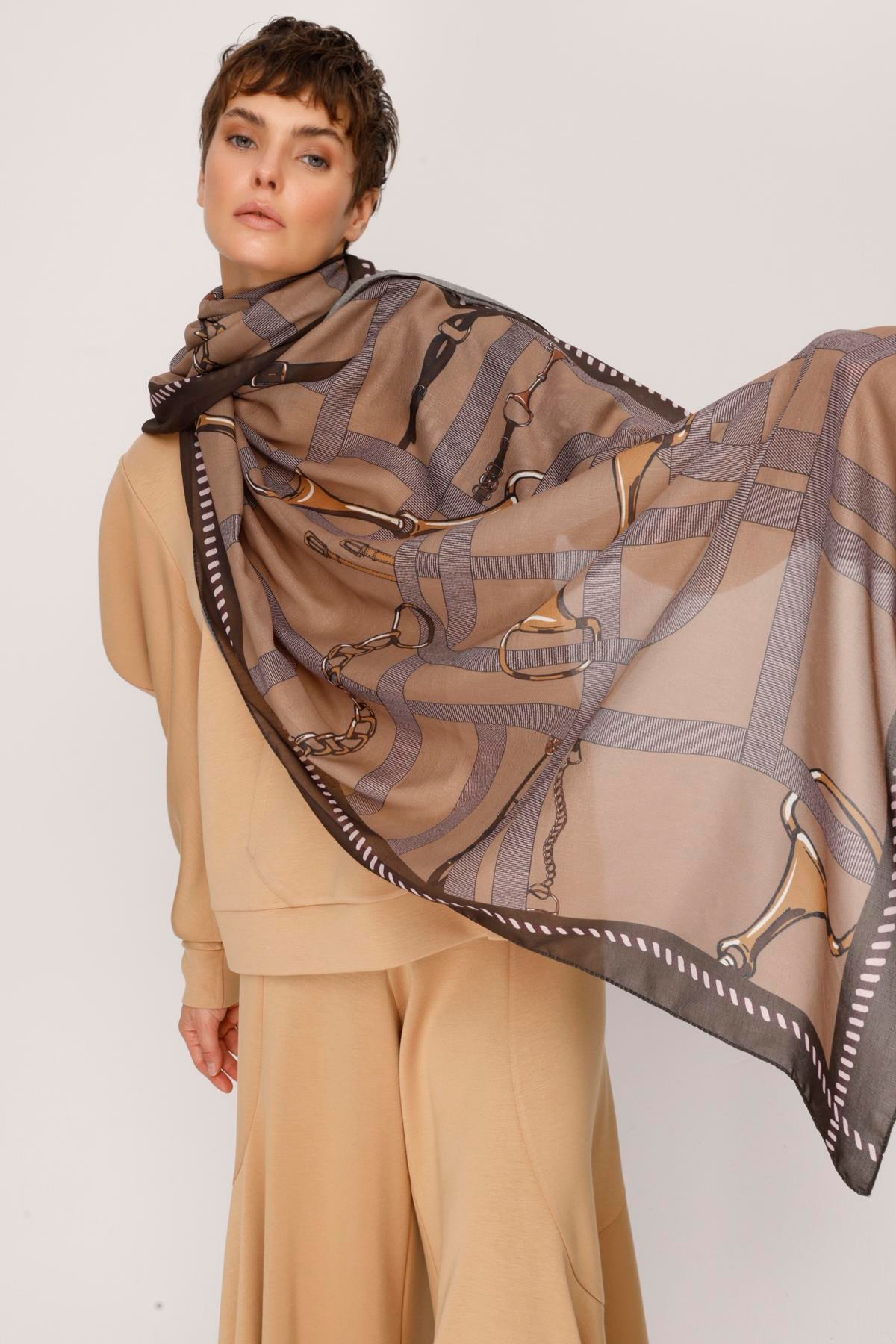 COTTON KEMER LABİRENT DESENLİ ŞAL