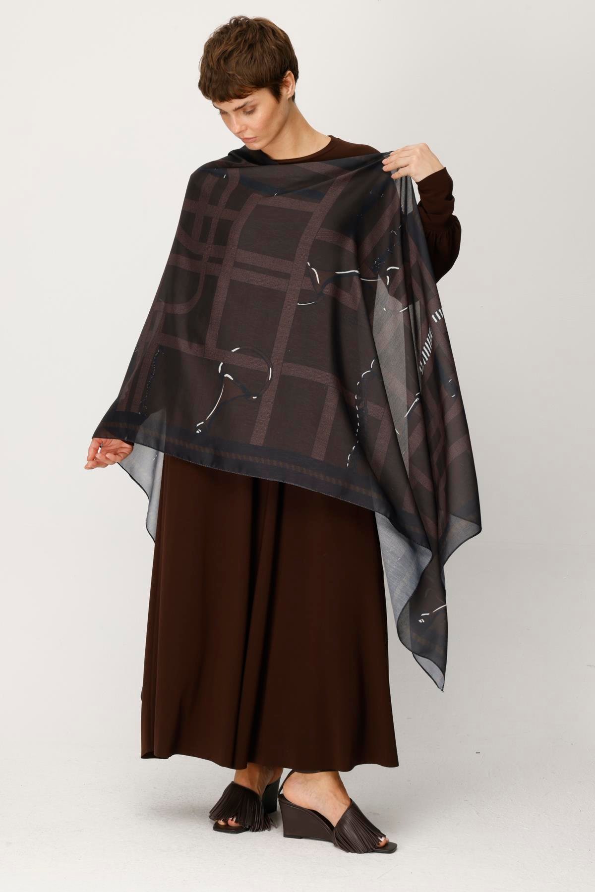 COTTON KEMER LABİRENT DESENLİ ŞAL