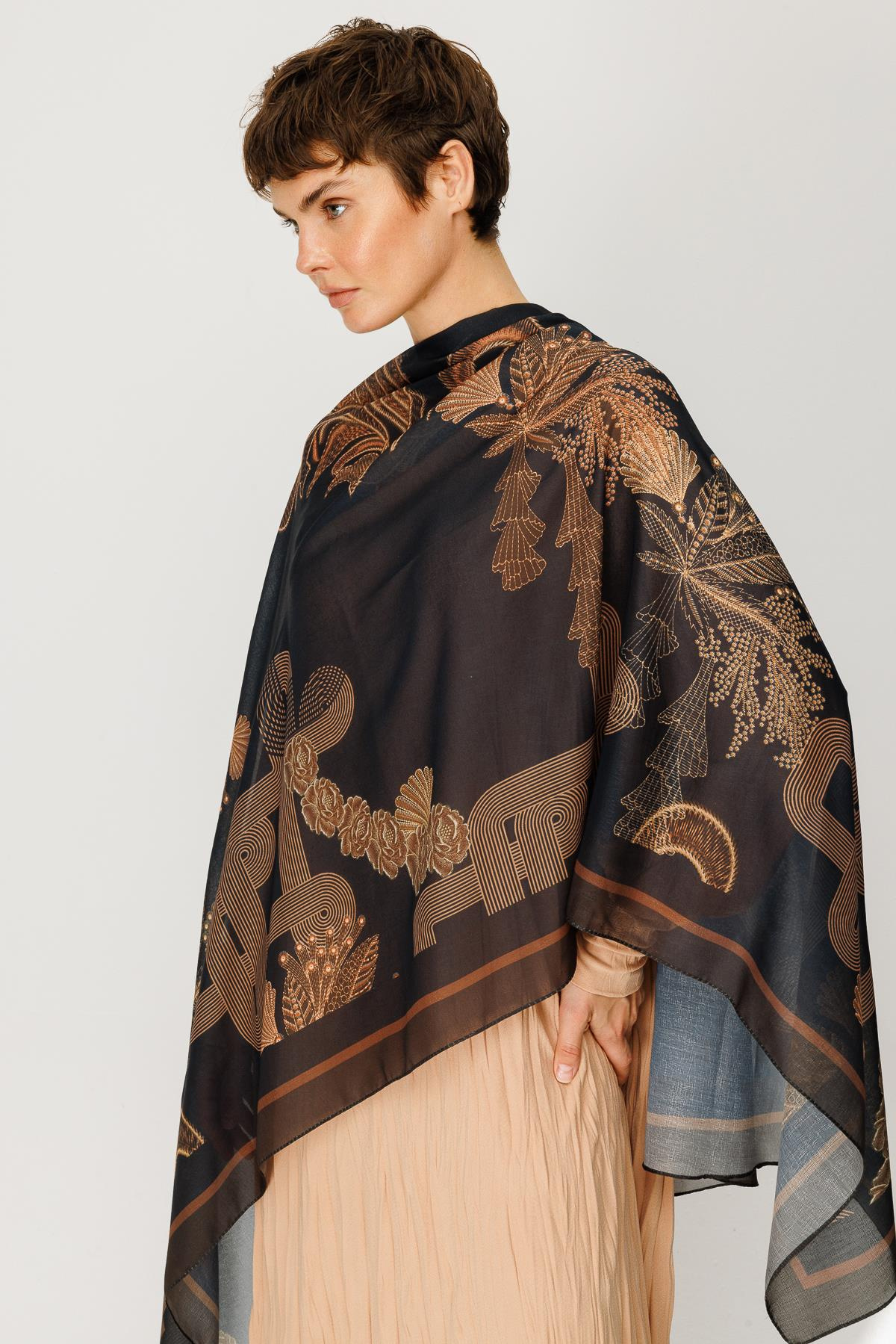 COTTON NAKIŞ ÇİÇEK DESENLİ ŞAL