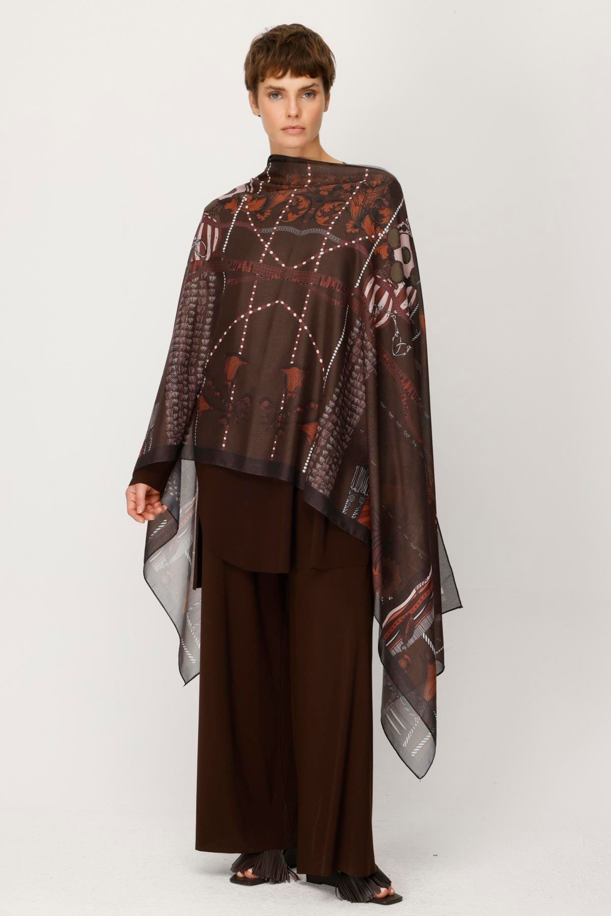 COTTON NOKTA ZİNCİR DESENLİ ŞAL