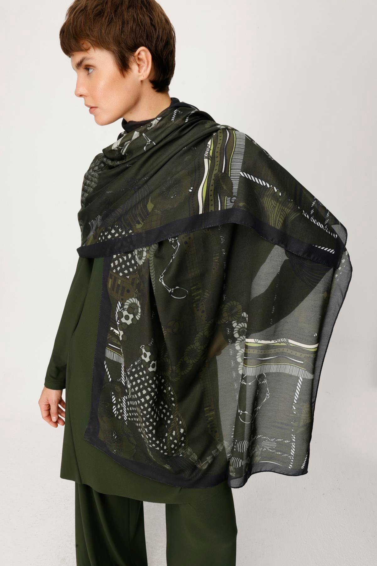 COTTON NOKTA ZİNCİR DESENLİ ŞAL