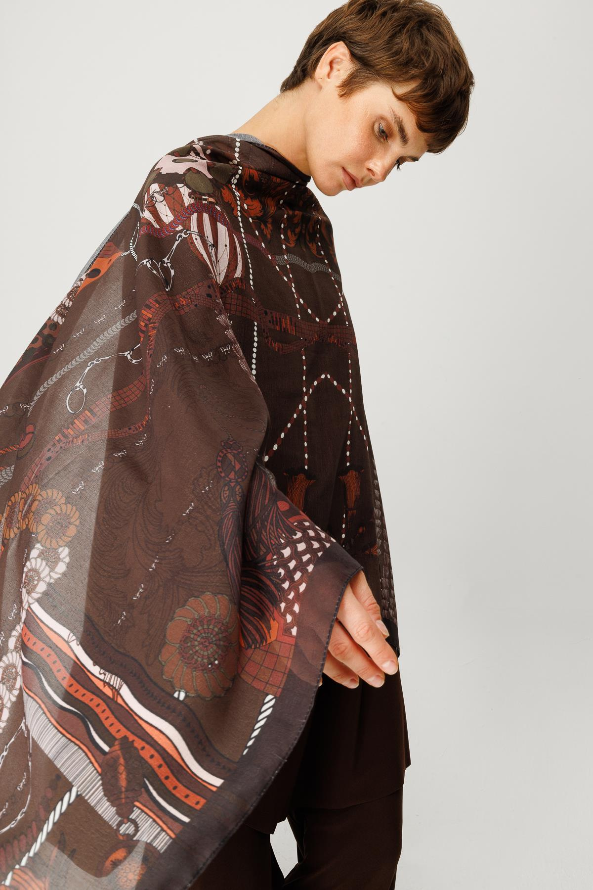 COTTON NOKTA ZİNCİR DESENLİ ŞAL