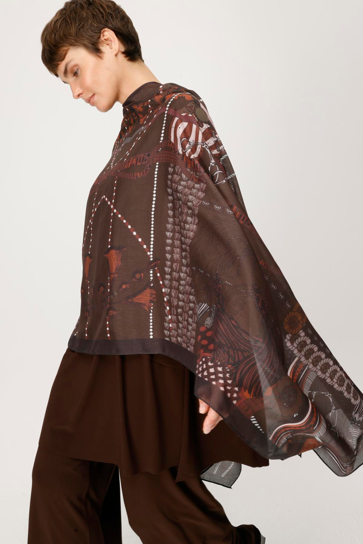 COTTON NOKTA ZİNCİR DESENLİ ŞAL