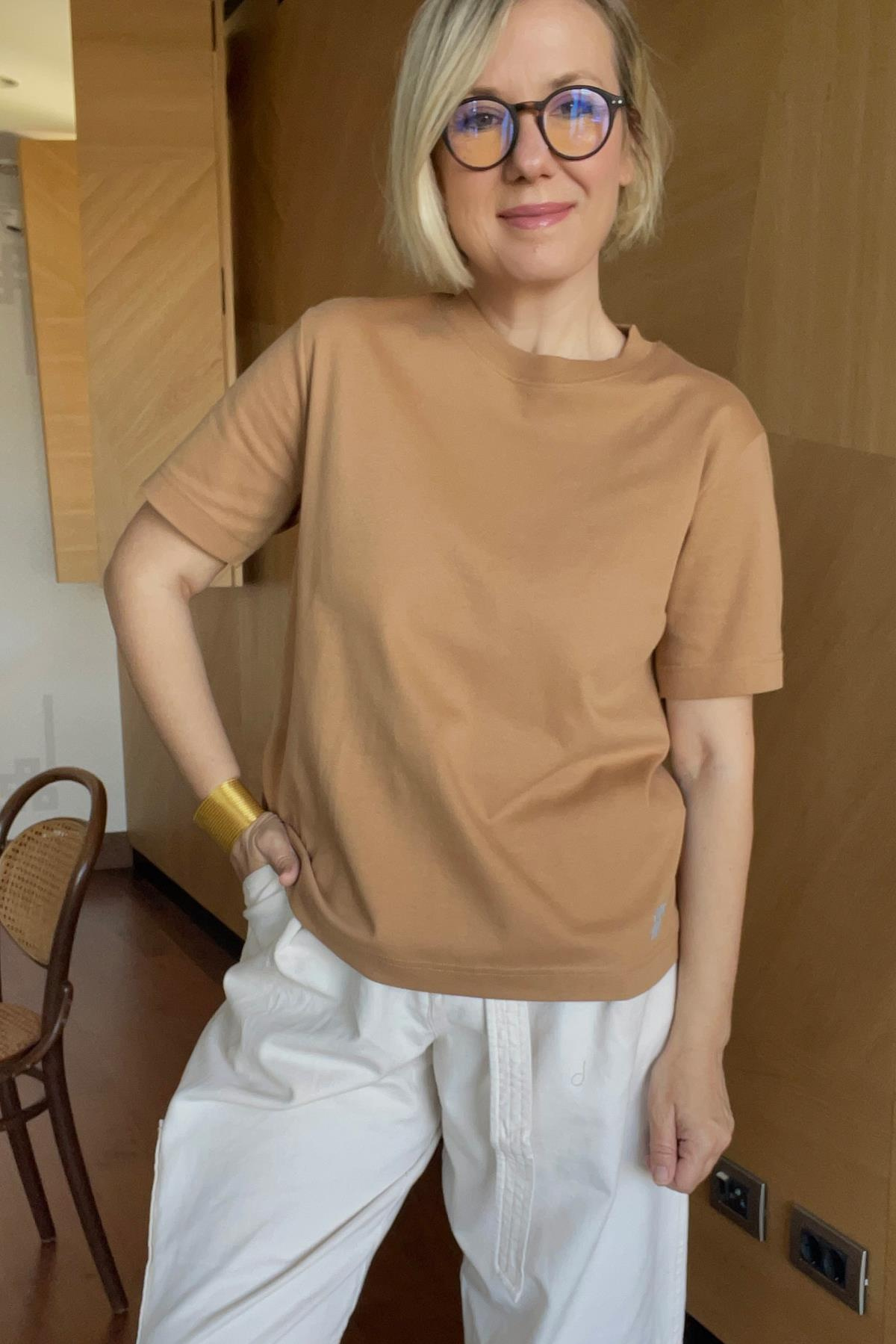 COTTON PENYE BİSİKLET YAKA KISA KOLLU KISA BLUZ