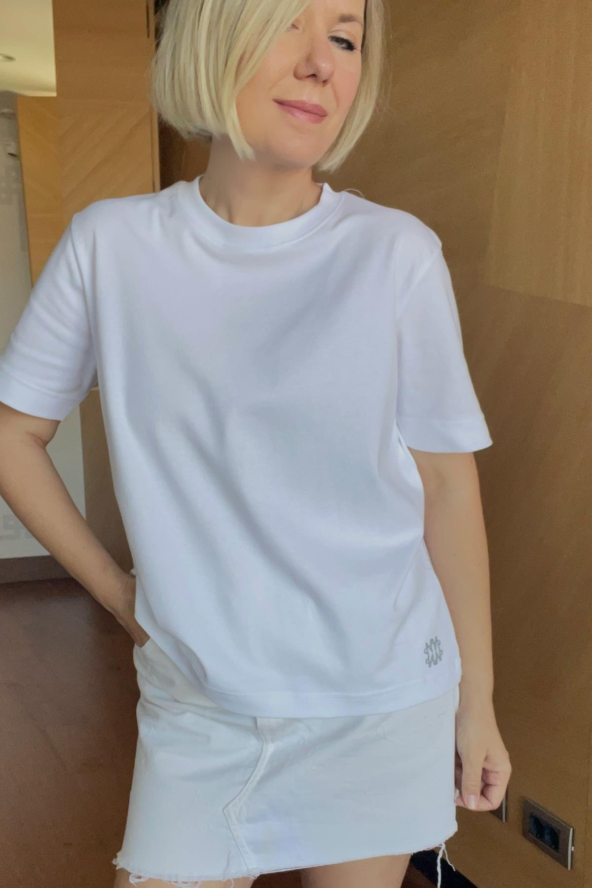 COTTON PENYE BİSİKLET YAKA KISA KOLLU KISA BLUZ