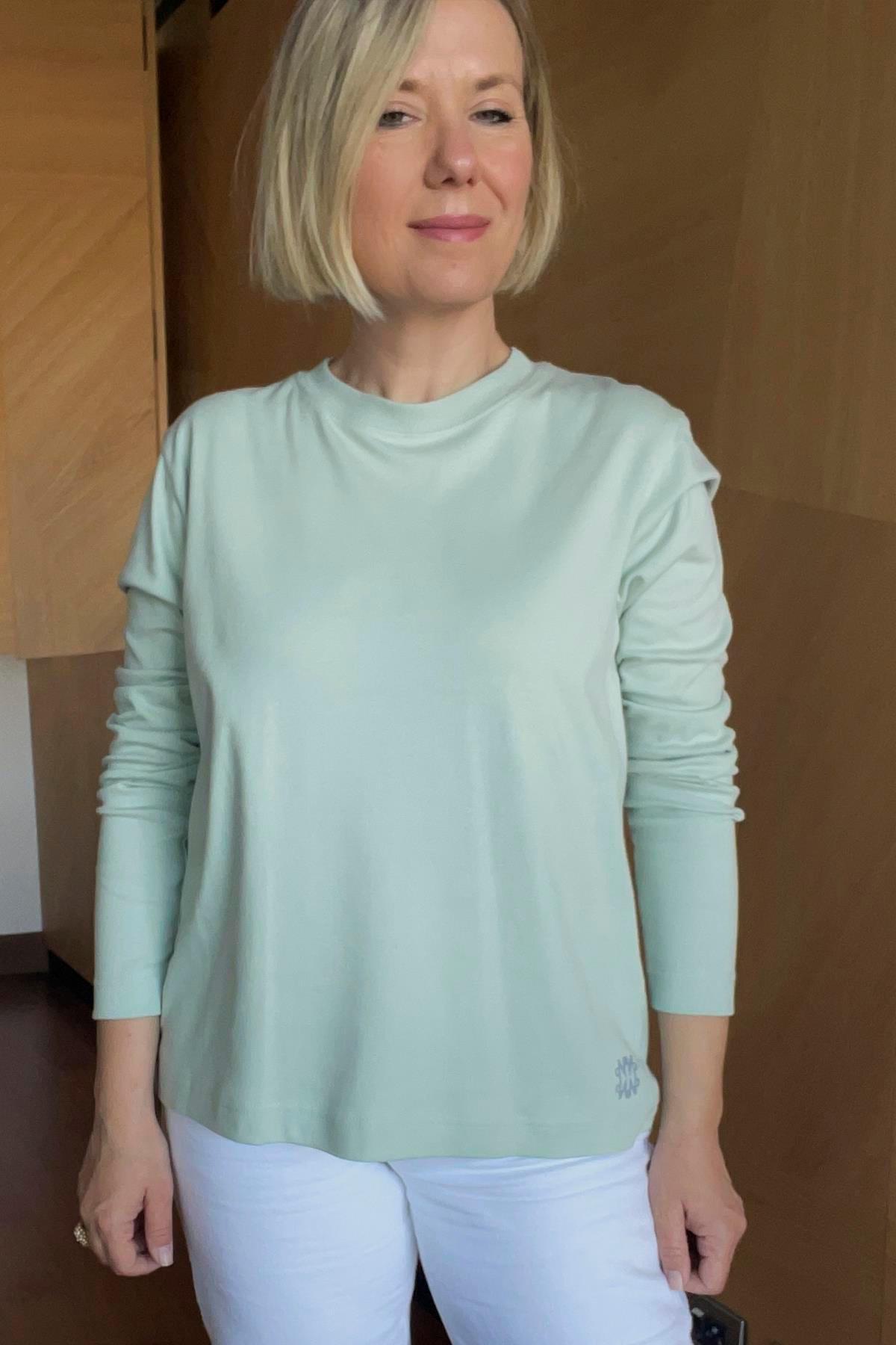 COTTON PENYE BİSİKLET YAKA UZUN KOLLU KISA BLUZ