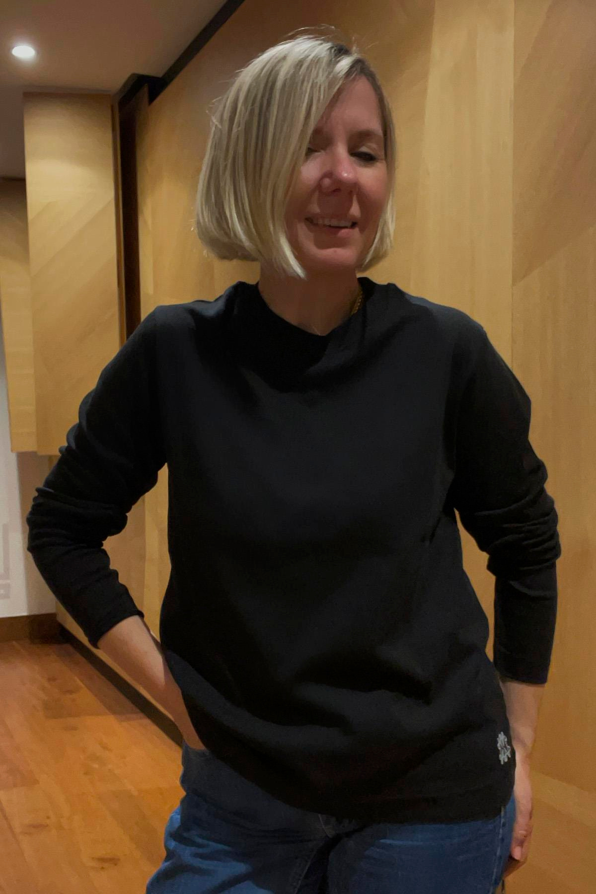 COTTON PENYE BİSİKLET YAKA UZUN KOLLU KISA BLUZ