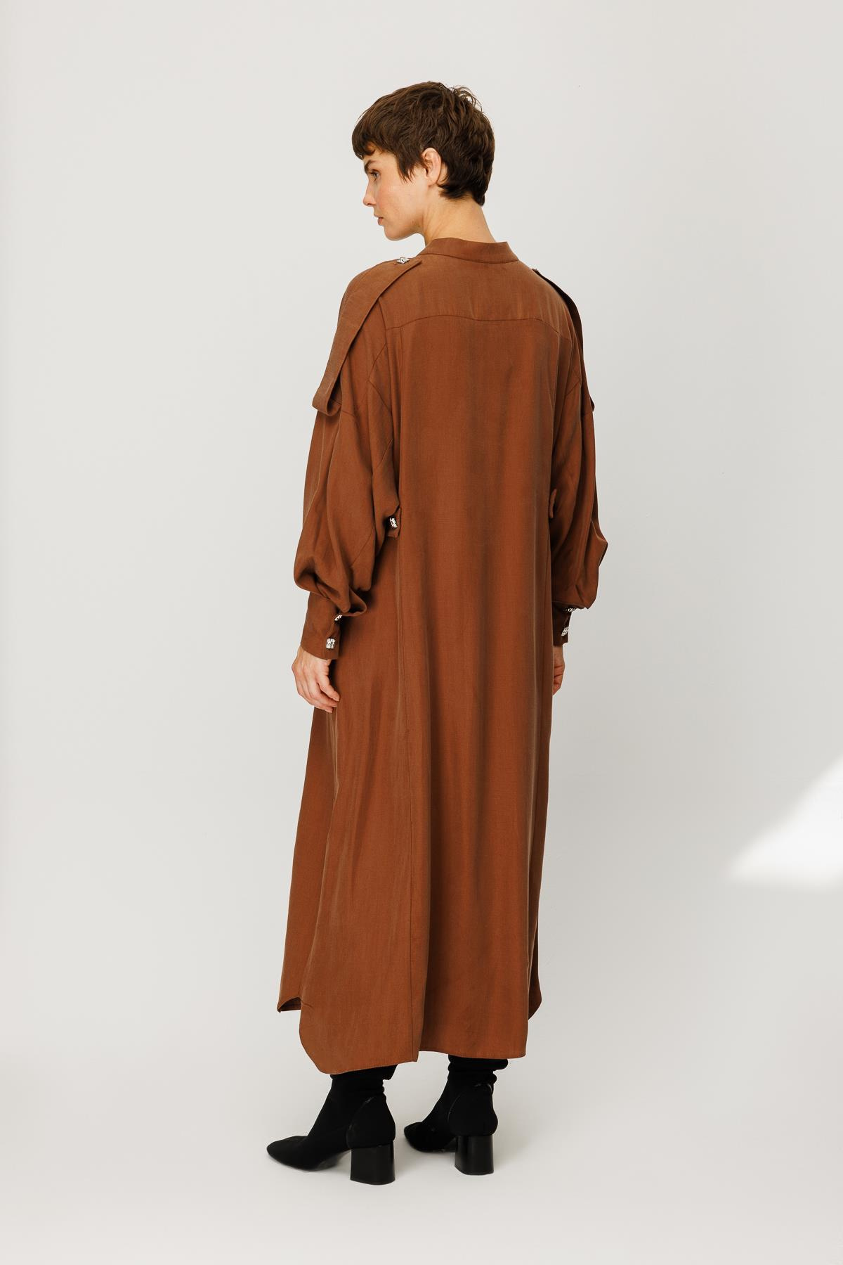 CUPRO APOLETLİ GÖMLEK ELBİSE