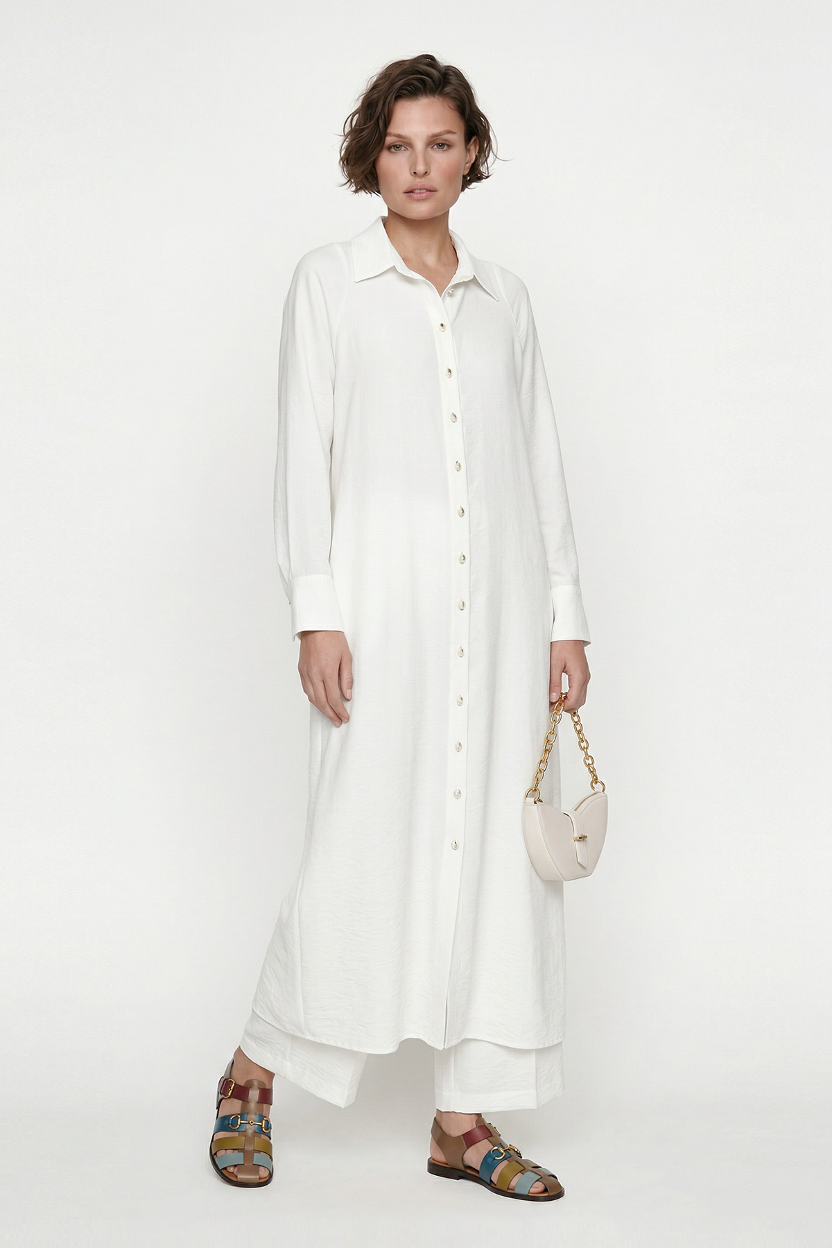 VISCON COTTON ARKASI PİLELİ KEMERLİ UZUN KAP