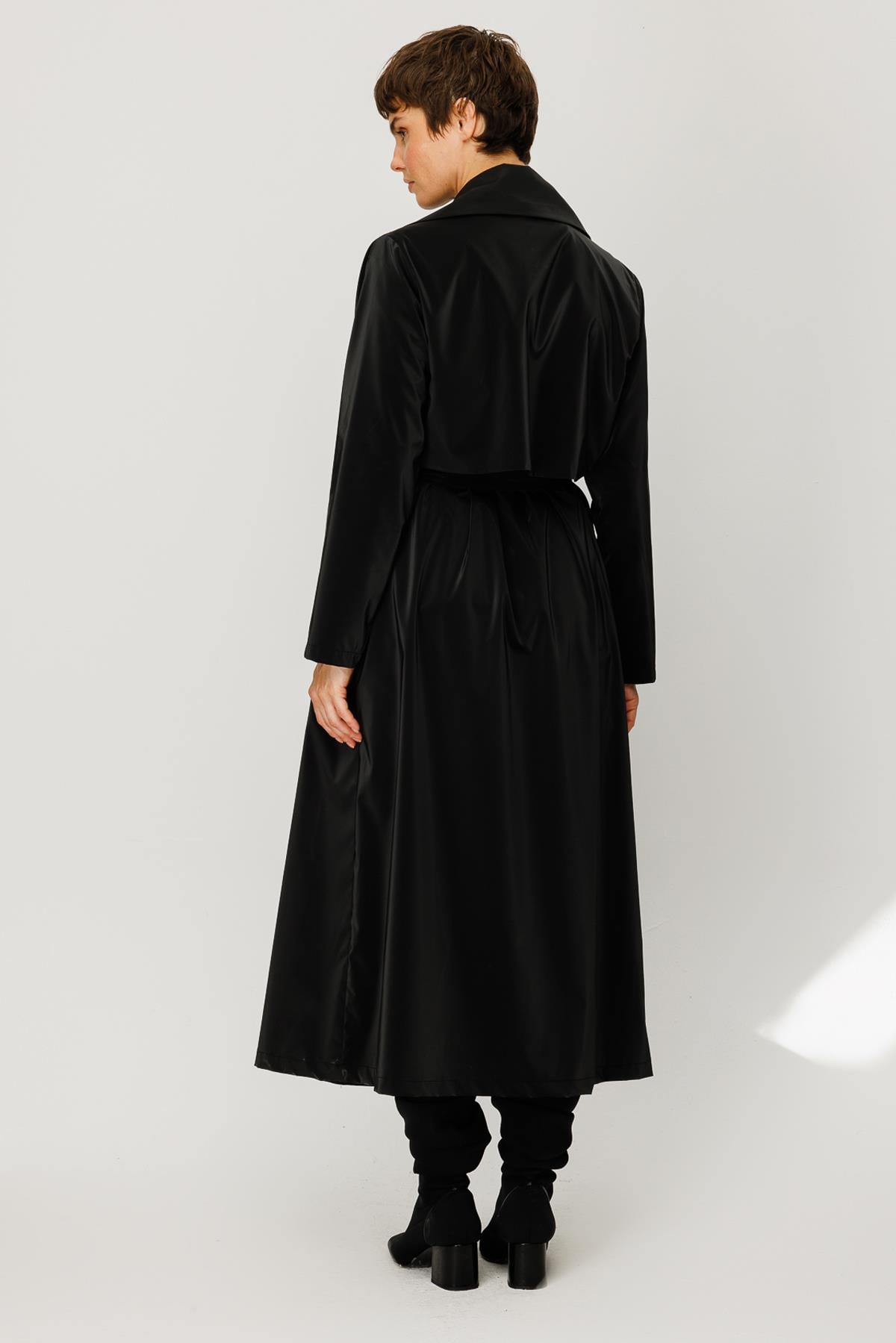 DERİ GÖRÜNÜMLÜ YELEKLİ TRENCHCOAT
