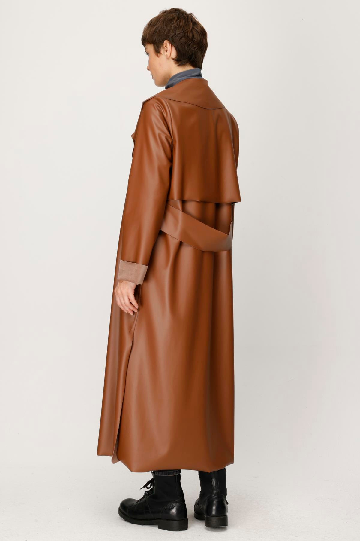 DERİ VE SÜET LAMİNE ARKASI KEMERLİ CEKET