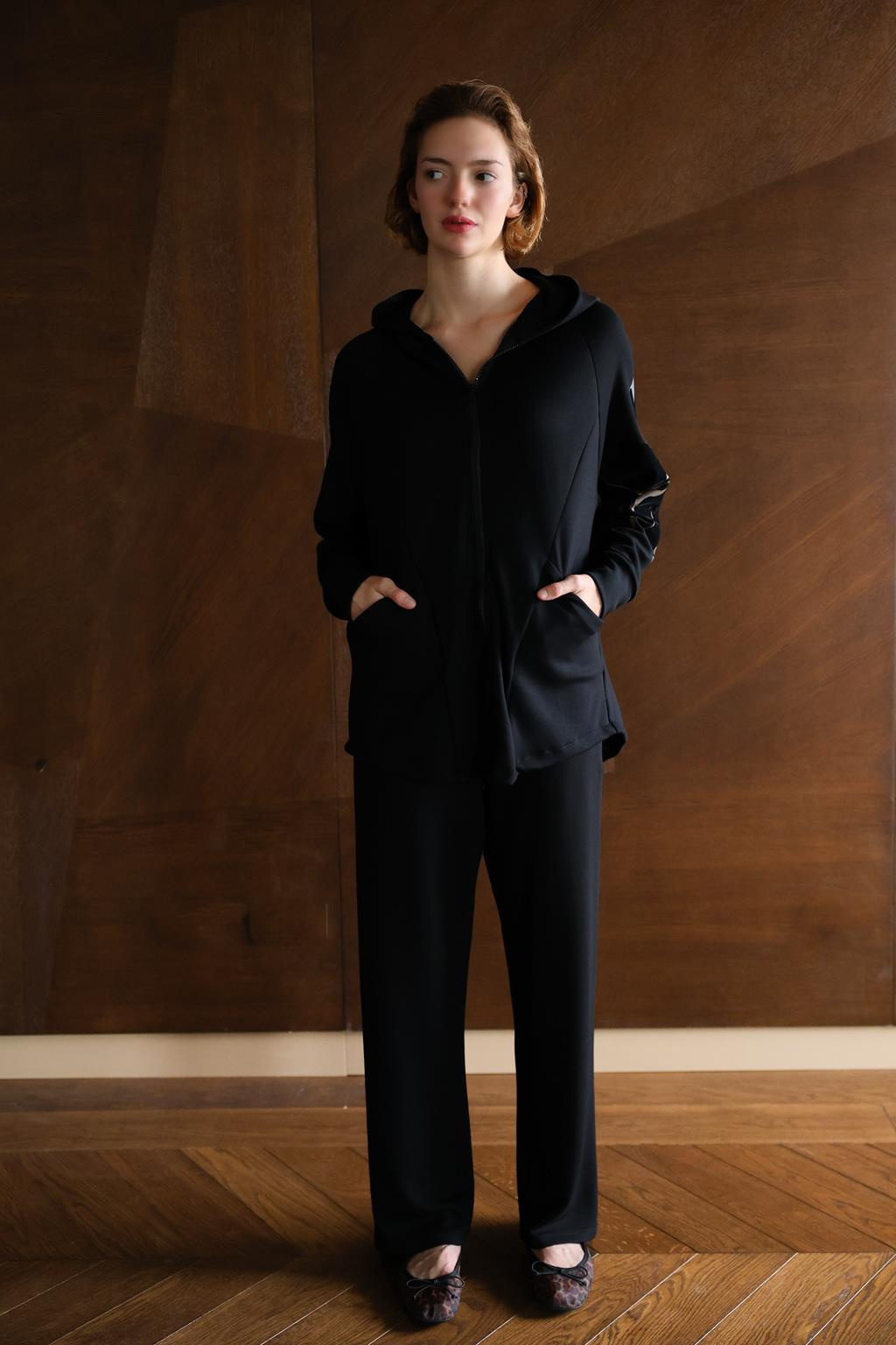 MODAL KAPŞONLU FERMUARLI EŞOFMAN ÜSTÜ