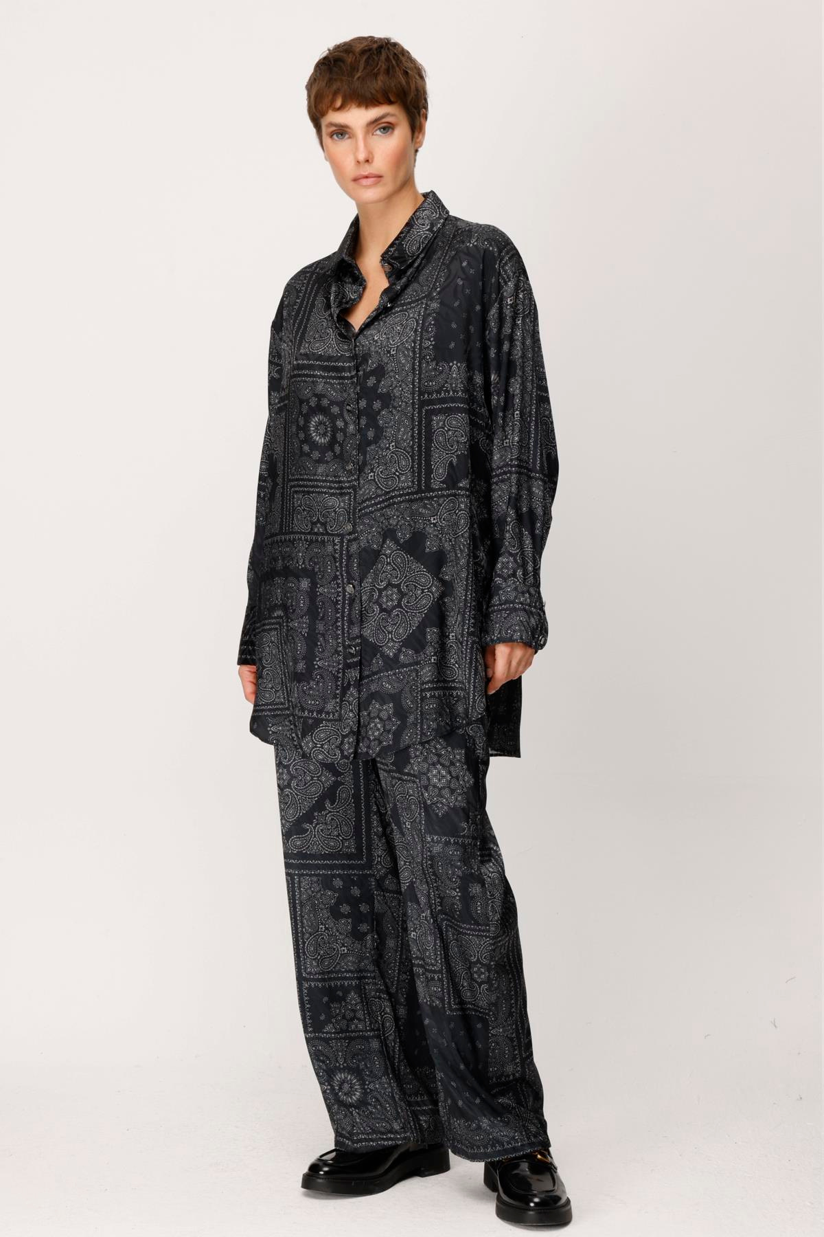 JAKAR BLOK ŞAL DESEN ŞÖMİZYE YAKA GÖMLEK