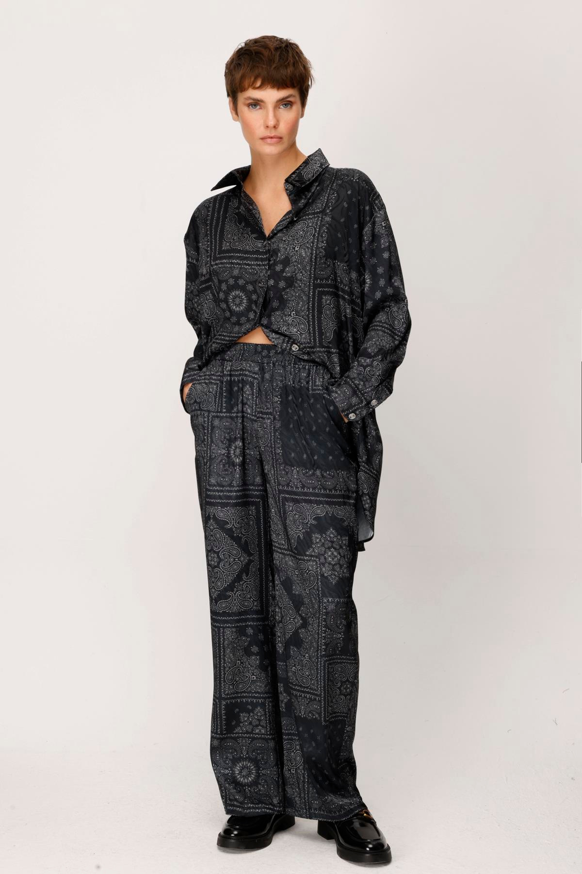 JAKAR BLOK ŞAL DESENLİ PANTALON