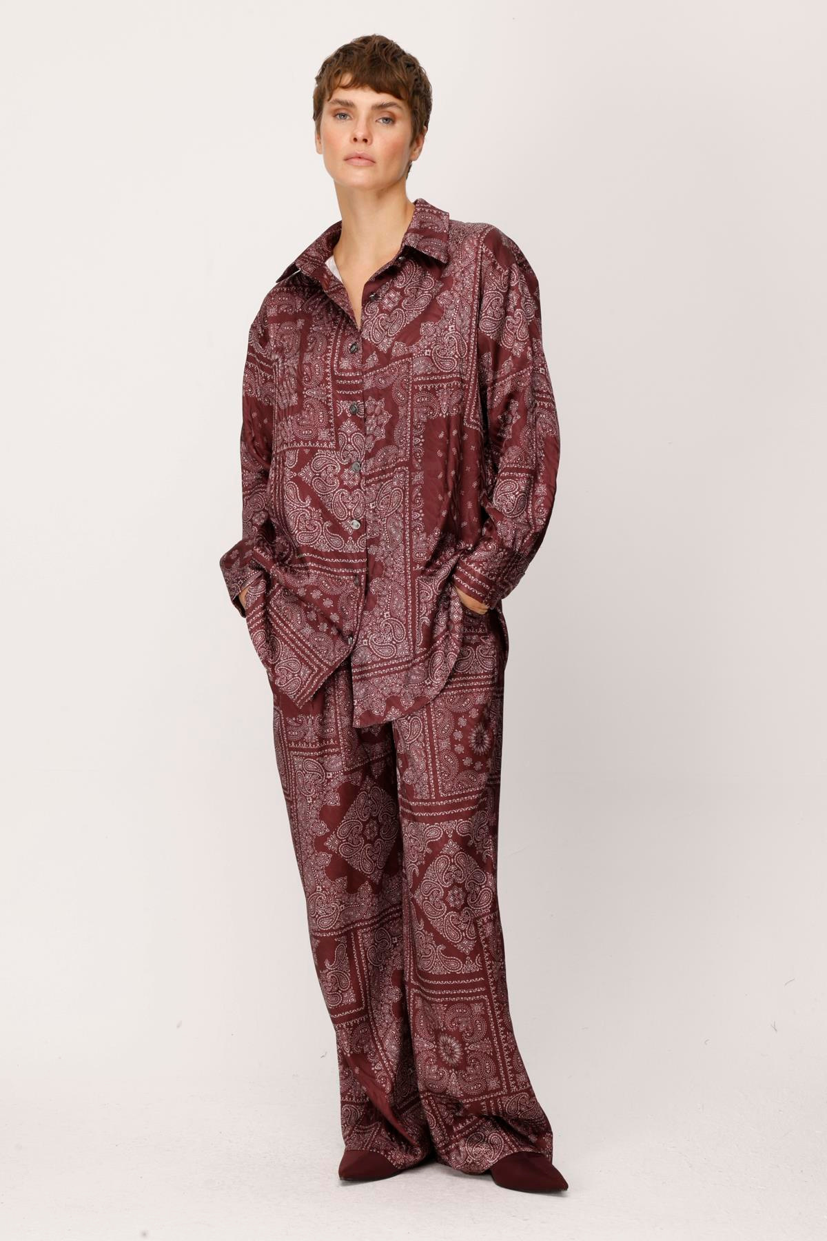 JAKAR BLOK ŞAL DESENLİ PANTALON