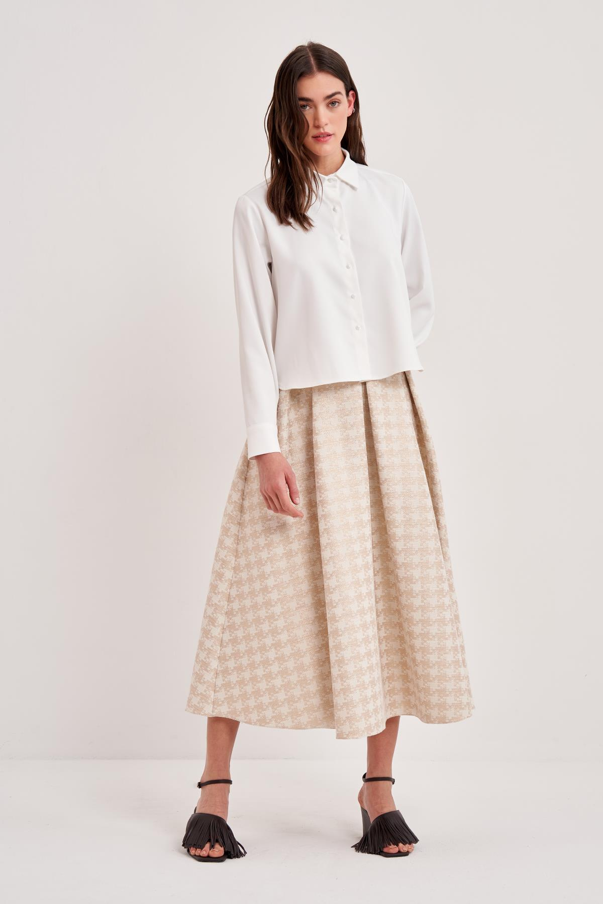 JAKAR KAZ AYAĞI SİMLİ PİLELİ ETEK