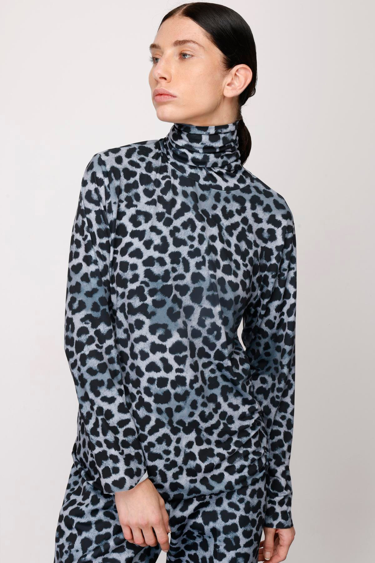 JARSE LEOPAR BASKILI FULL BALIKÇI YAKA BLUZ