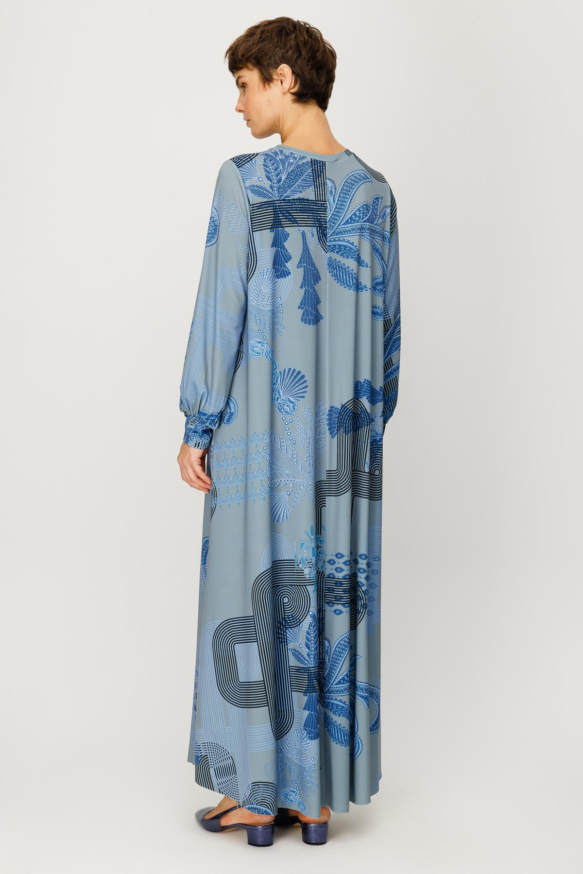 JARSE NAKIŞ ÇİÇEK DESENLİ A FORM ELBISE